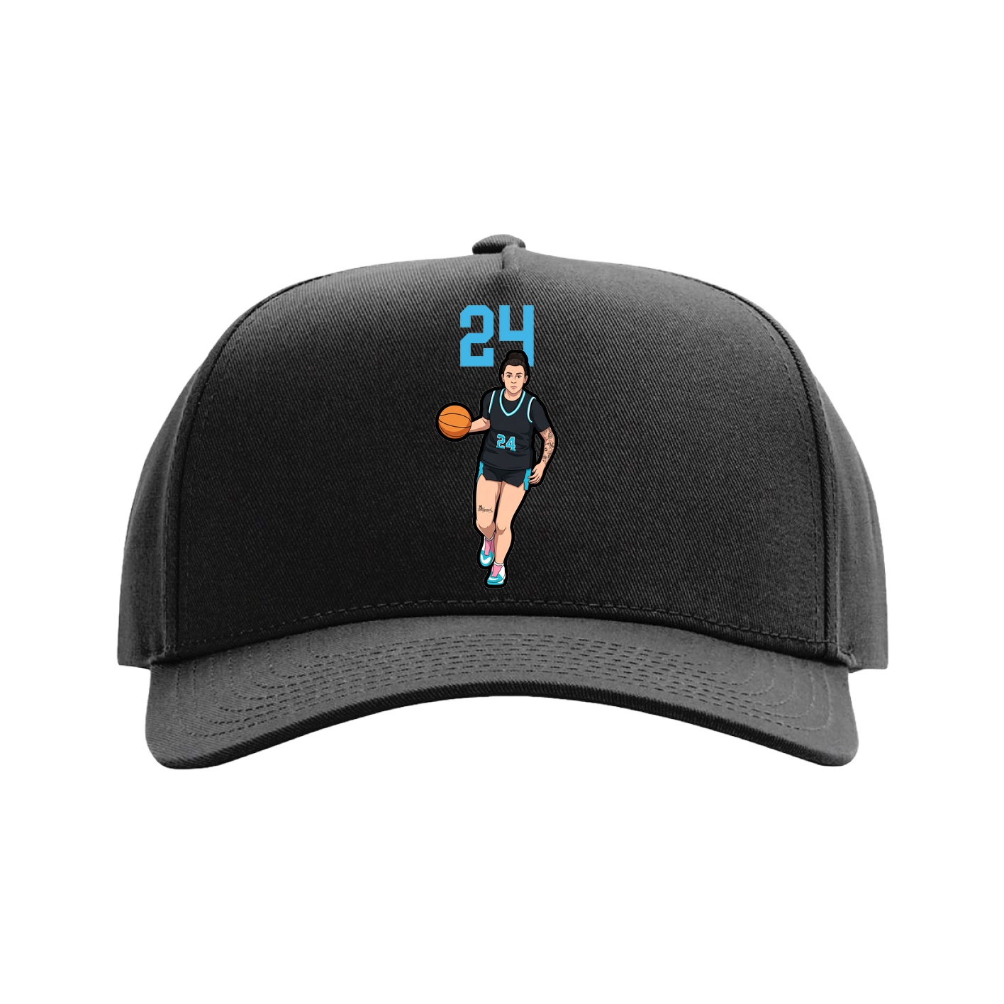 Full Fabric Five-Panel Champ Cap — Number Top in Black