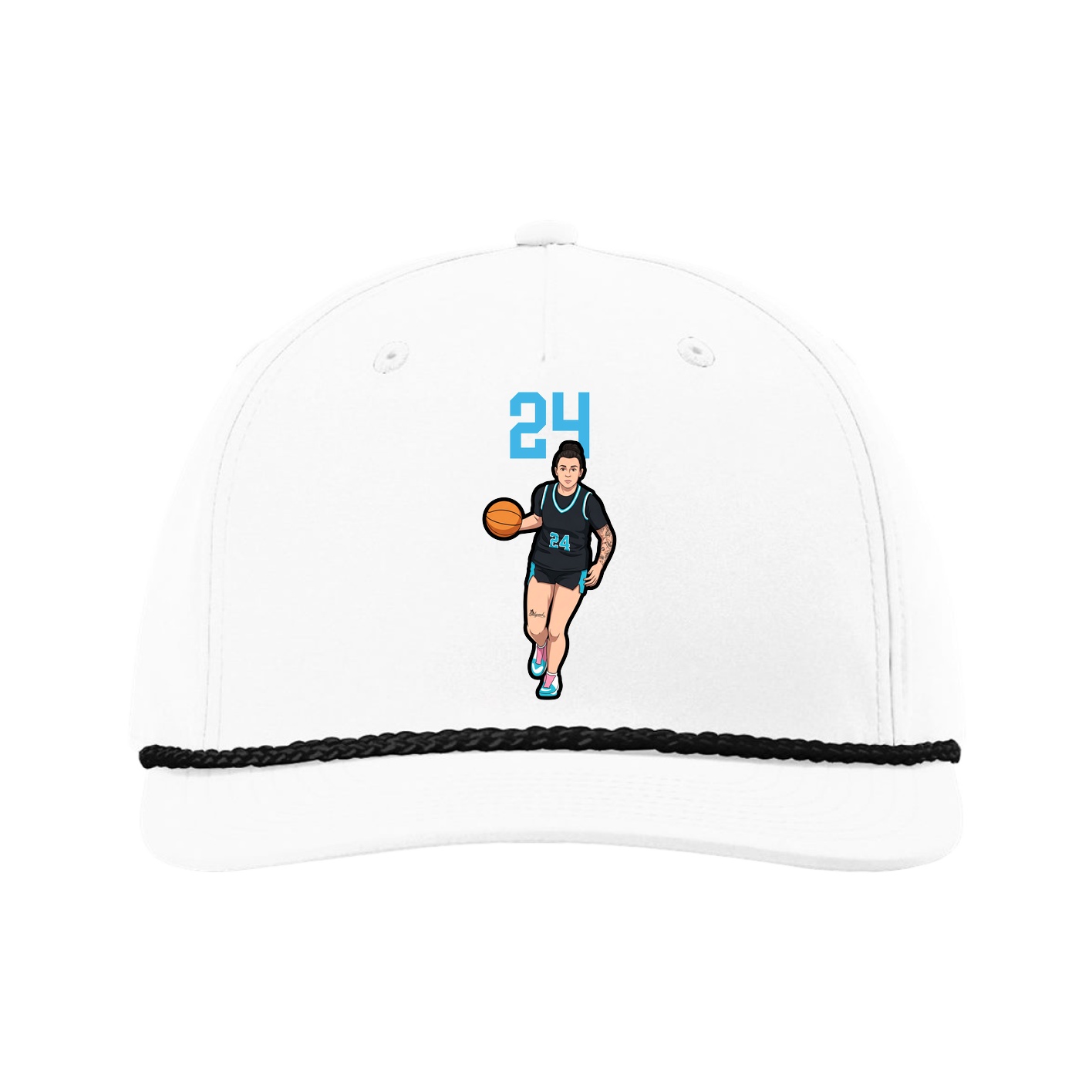 Five-Panel Classic Rope Cap — Number Top in White