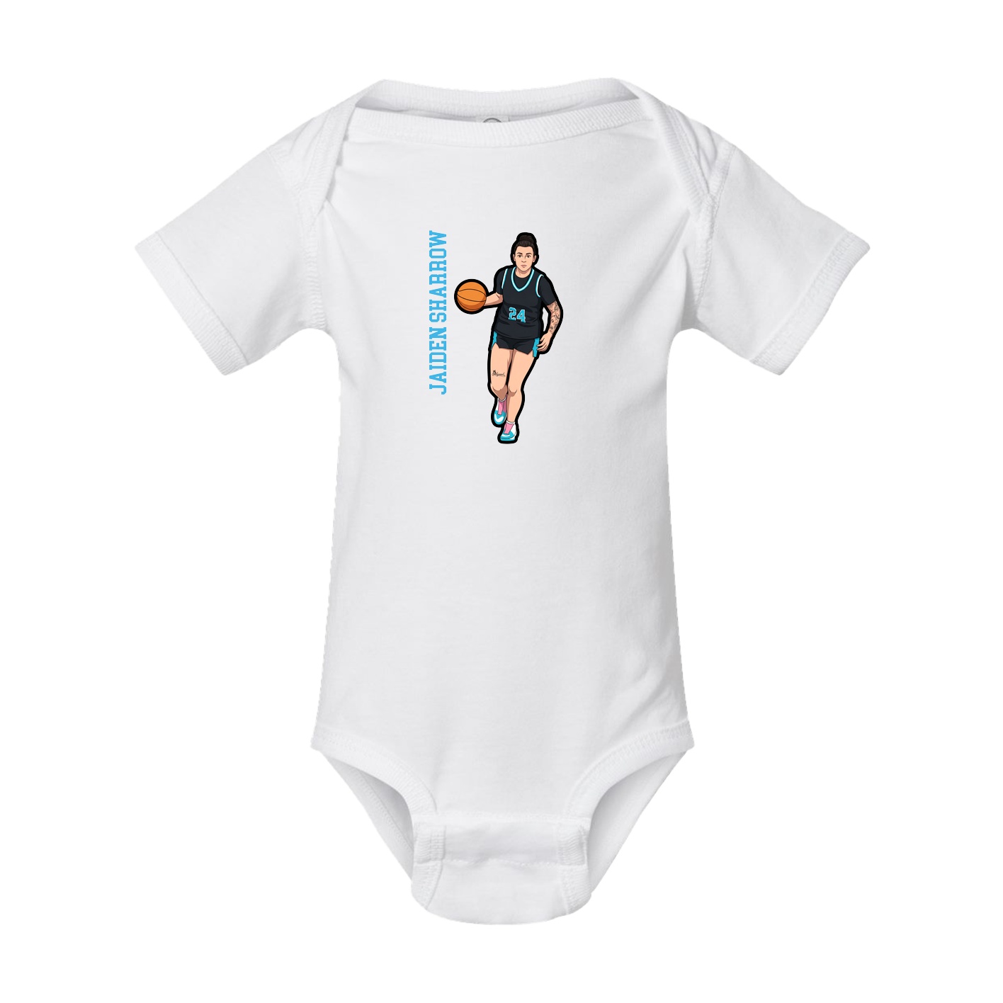 Baby Onesie — Name Vertical in White
