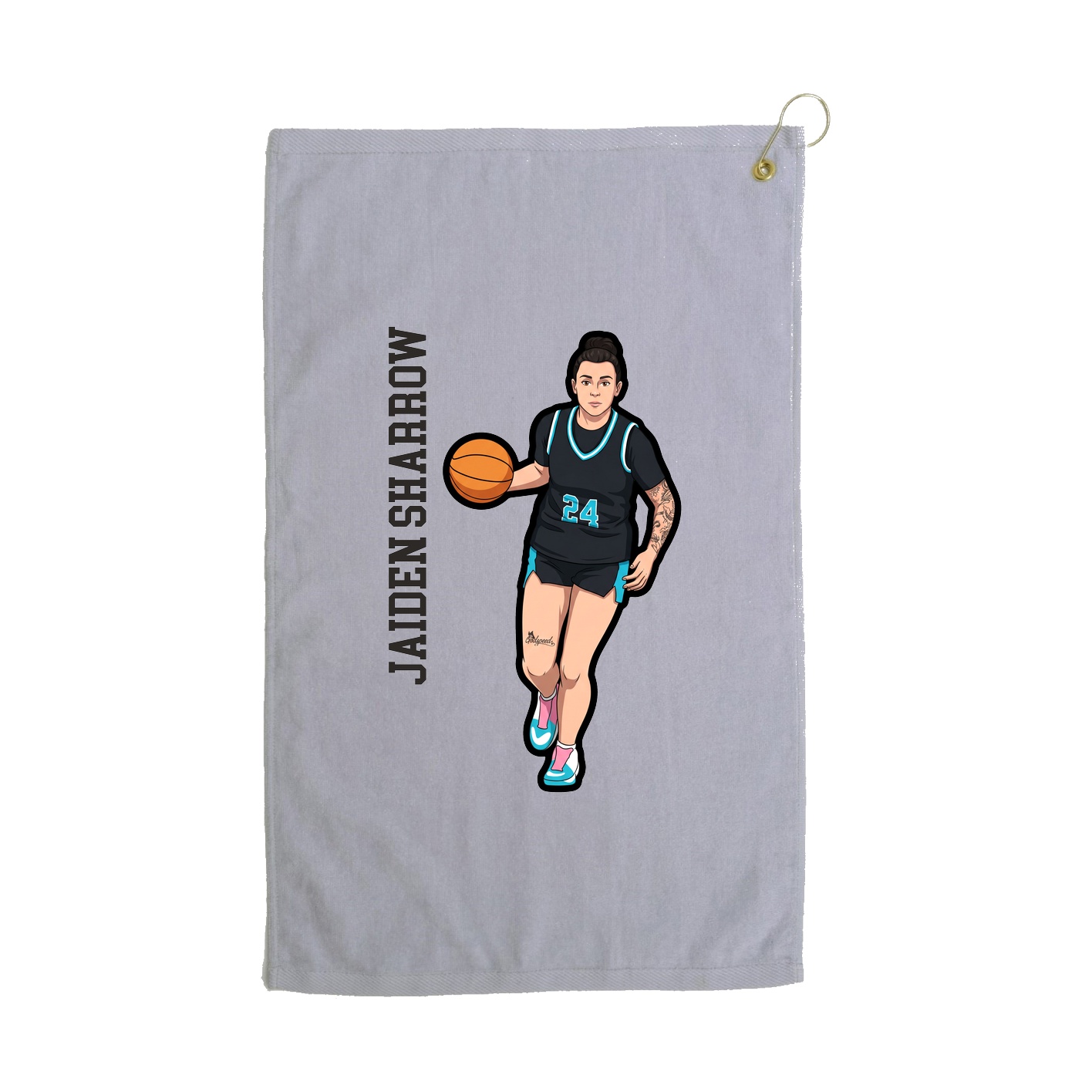 Golf Towel — Name Vertical in Grey