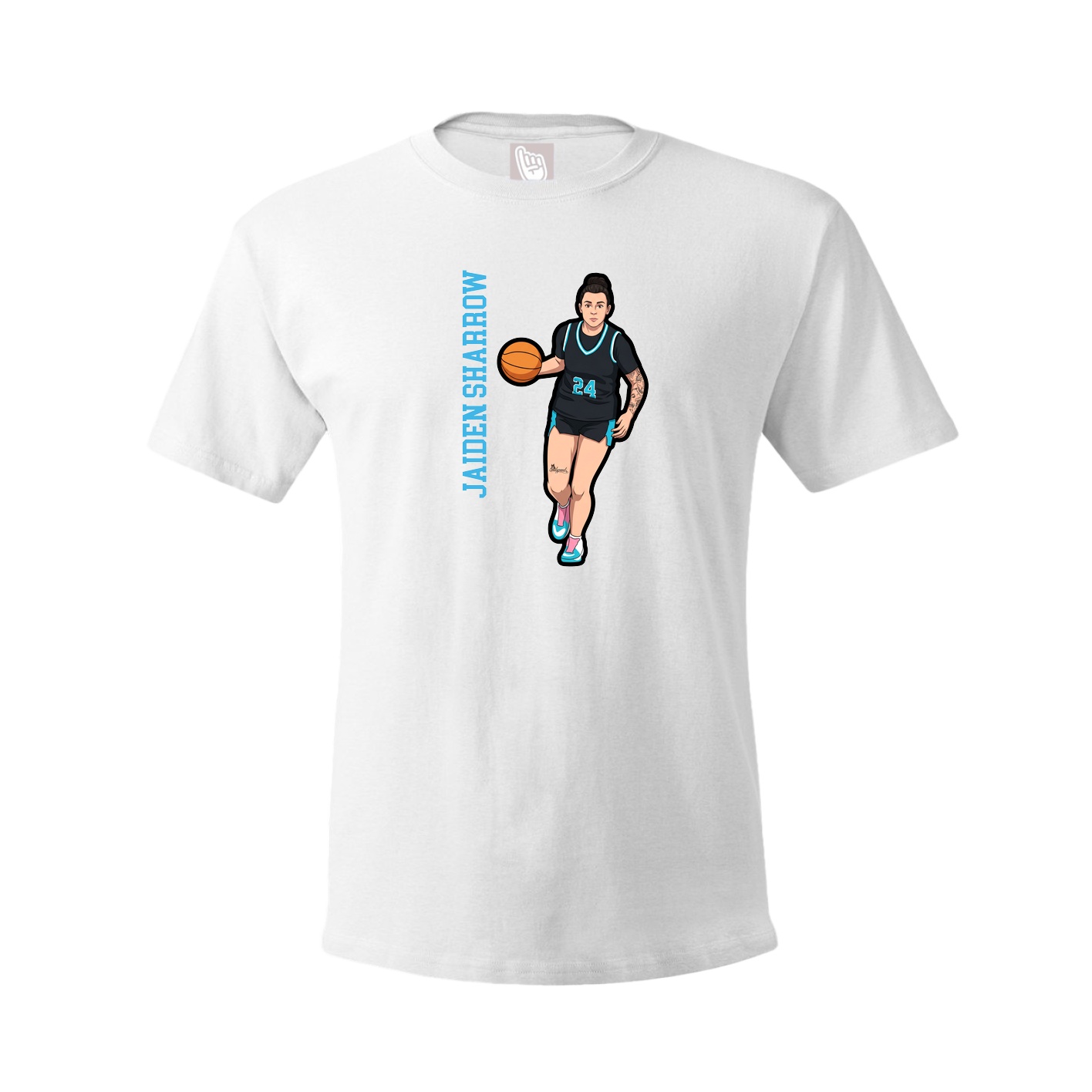 Youth Tee — Name Vertical in White