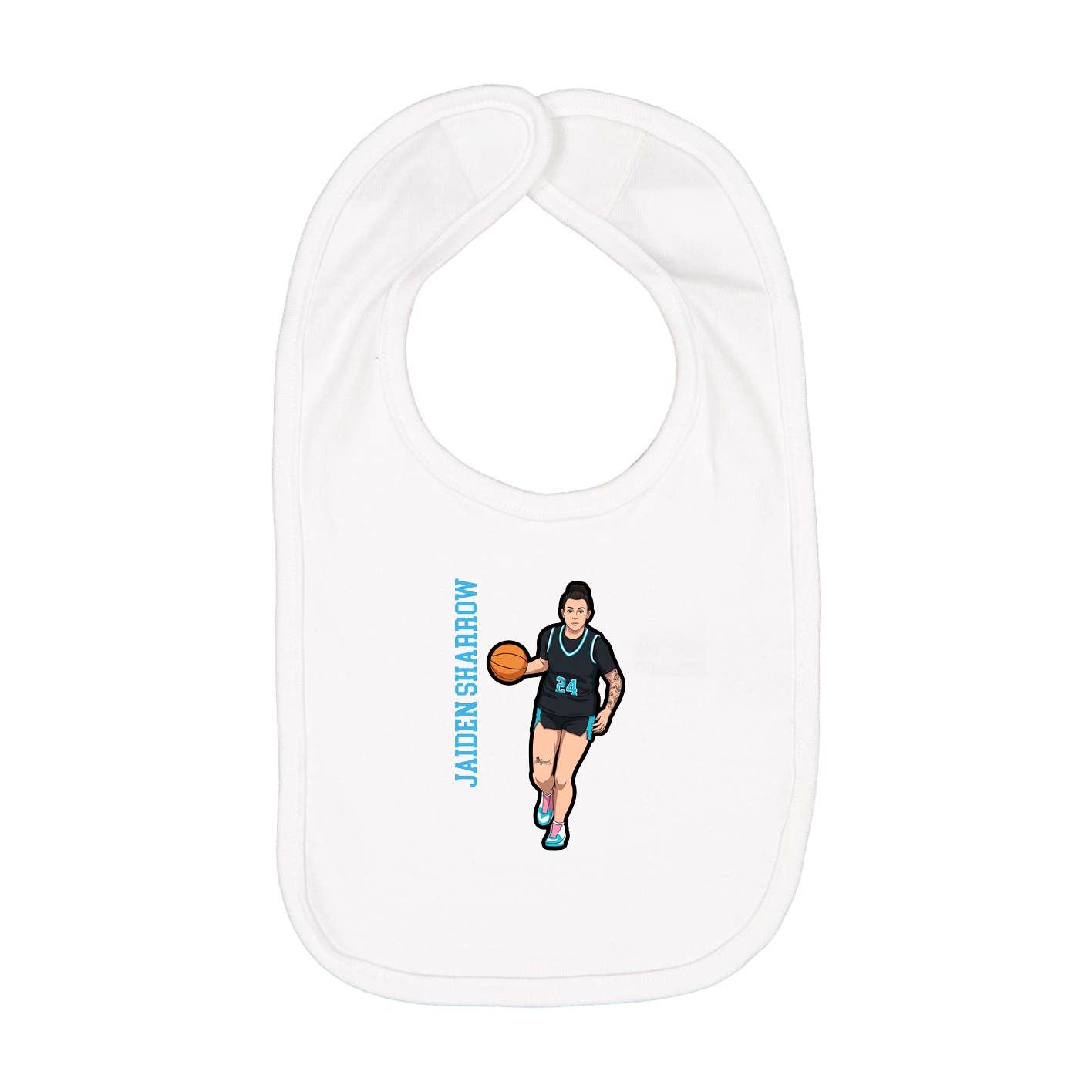 Infant Bib — Name Vertical in White