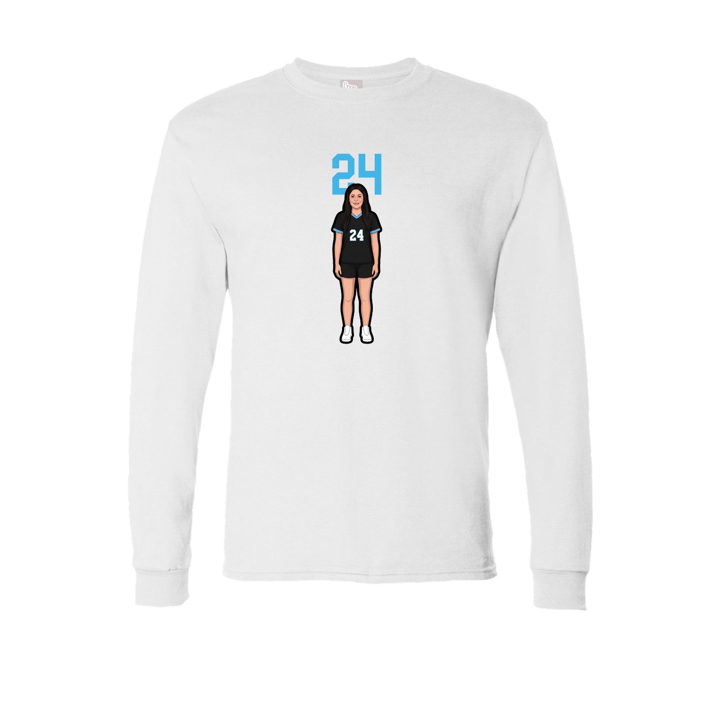 Long Sleeve Tee — Number Top in White