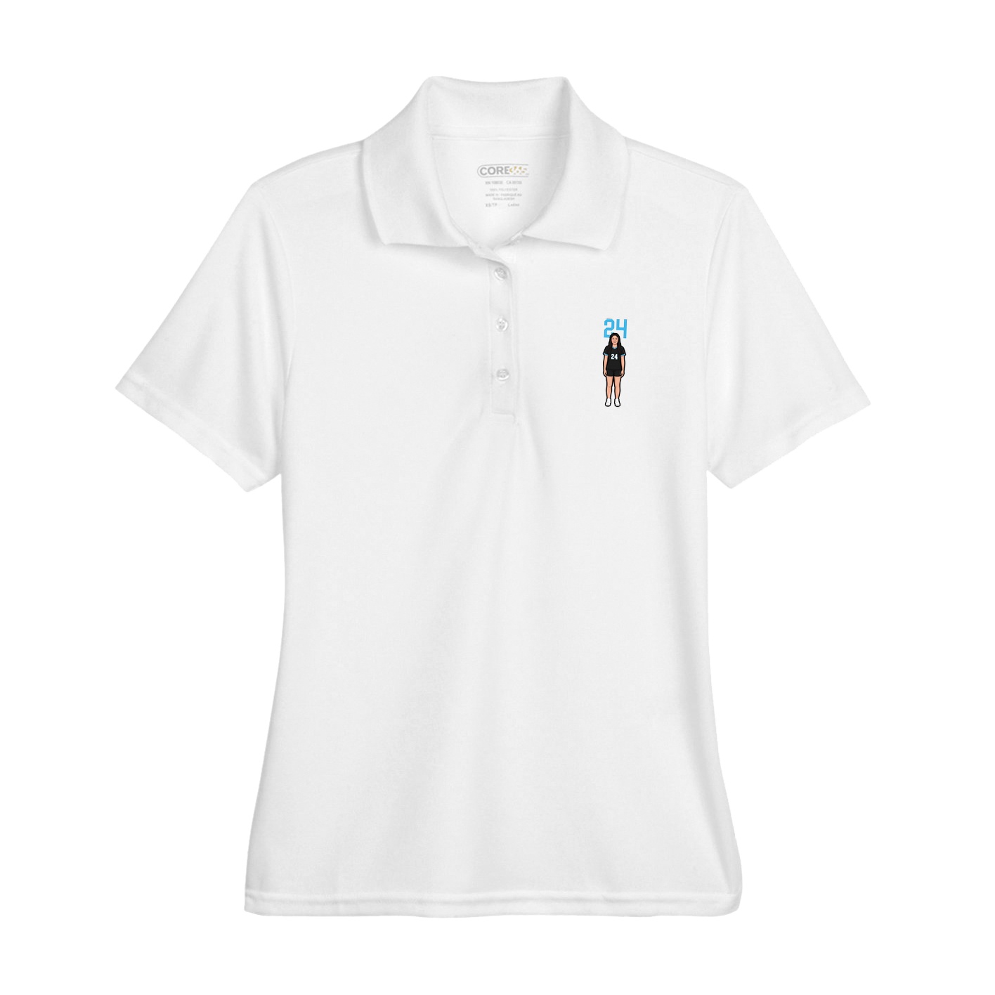 Womens Performance Polo — Number Top in White