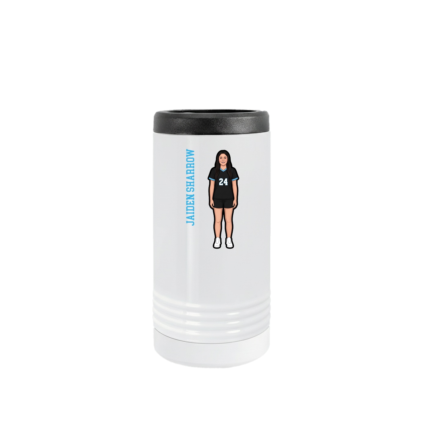 Slim Beverage Holder — Name Vertical in White