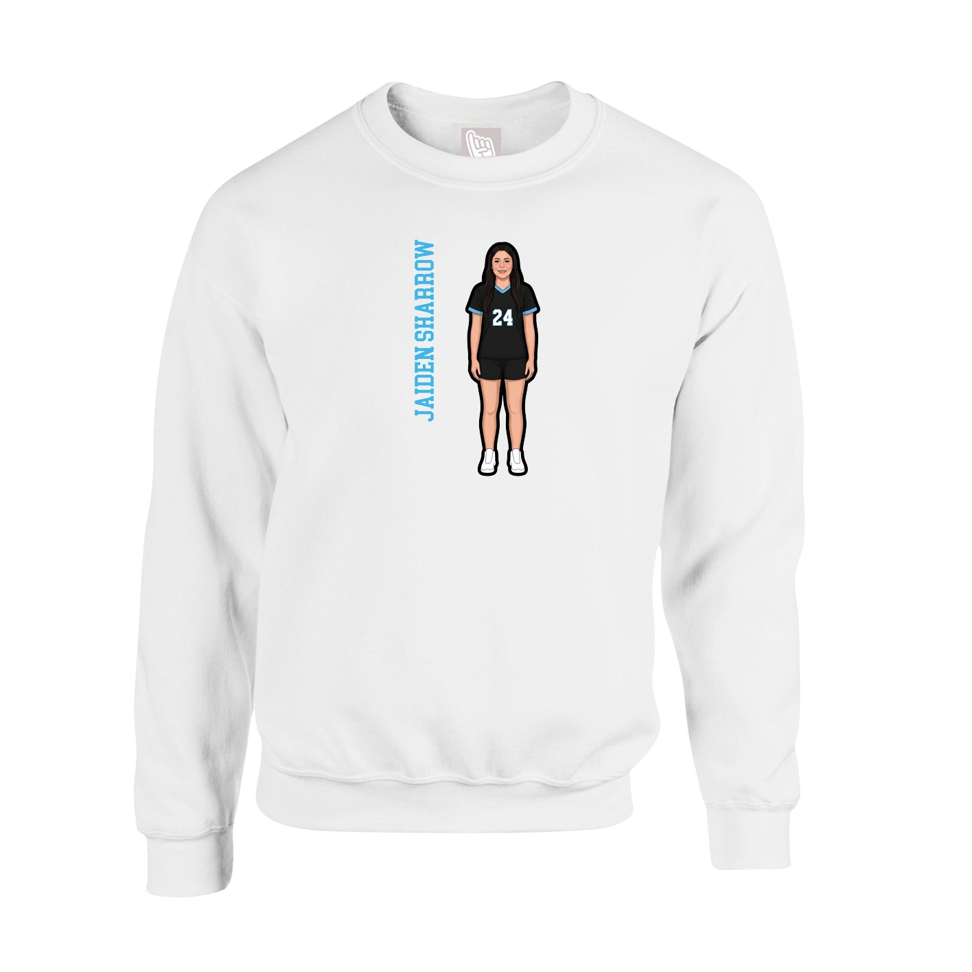 Fleece Crew — Name Vertical in White