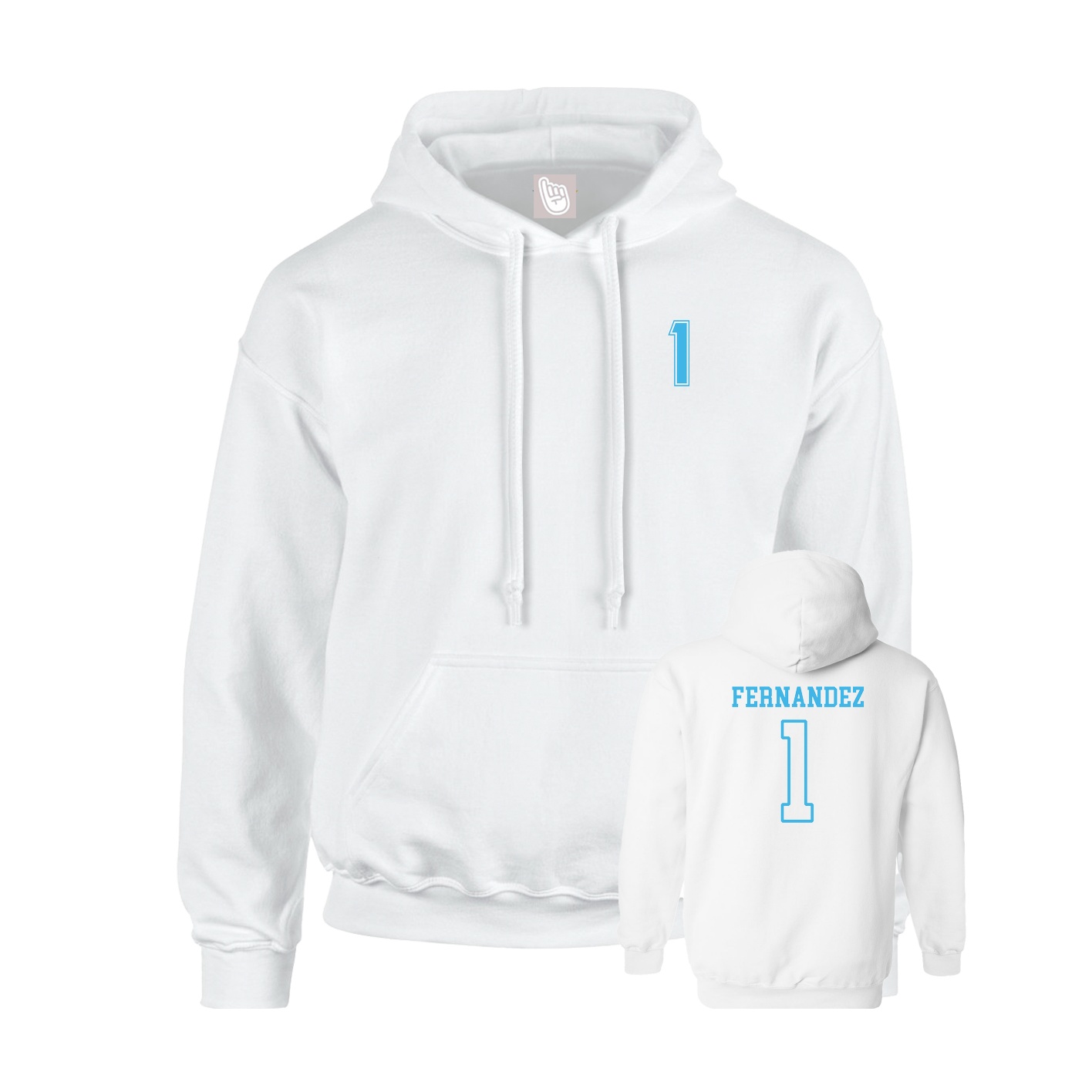 Youth Hoodie — Chest Back in White