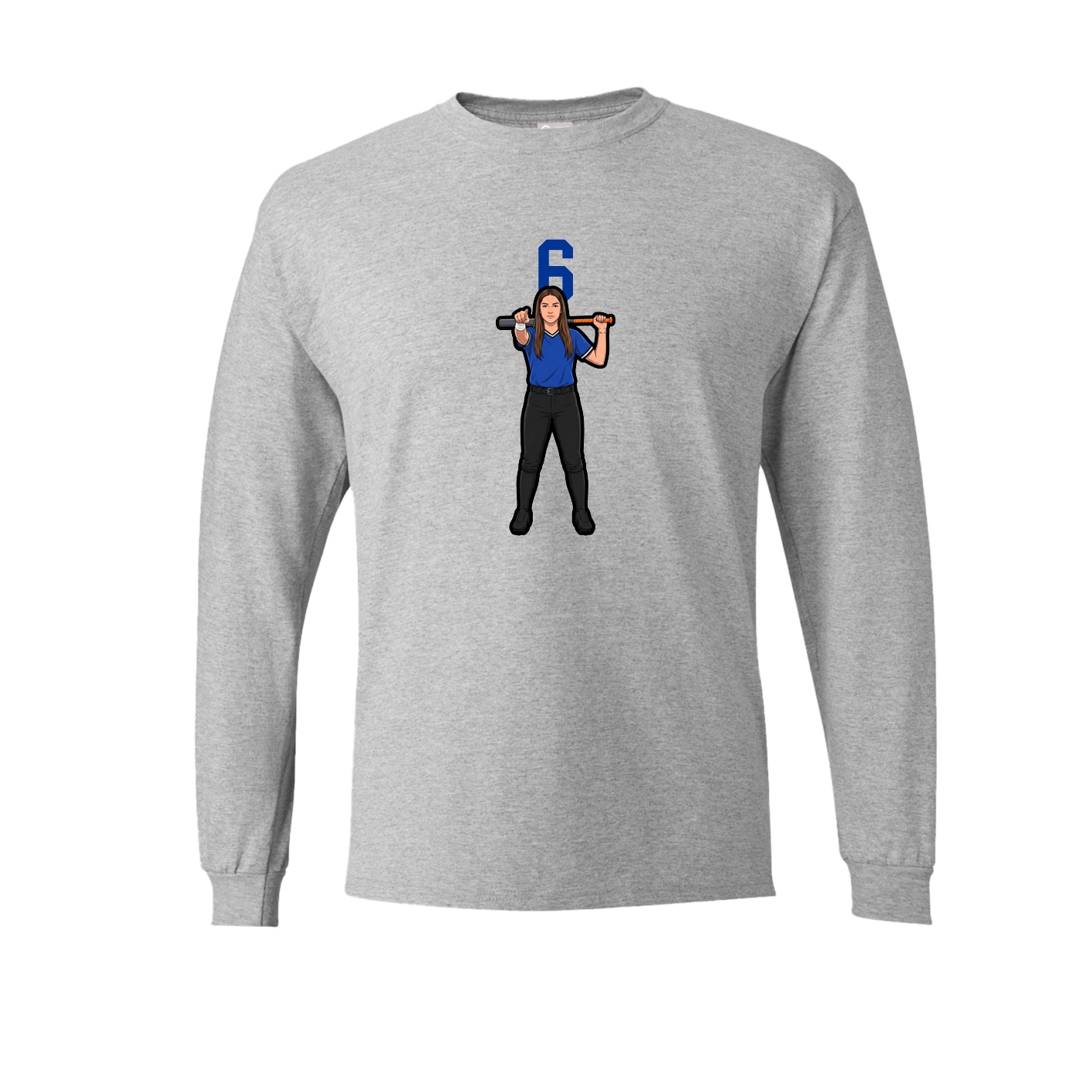 Long Sleeve Tee — Number Top in Grey