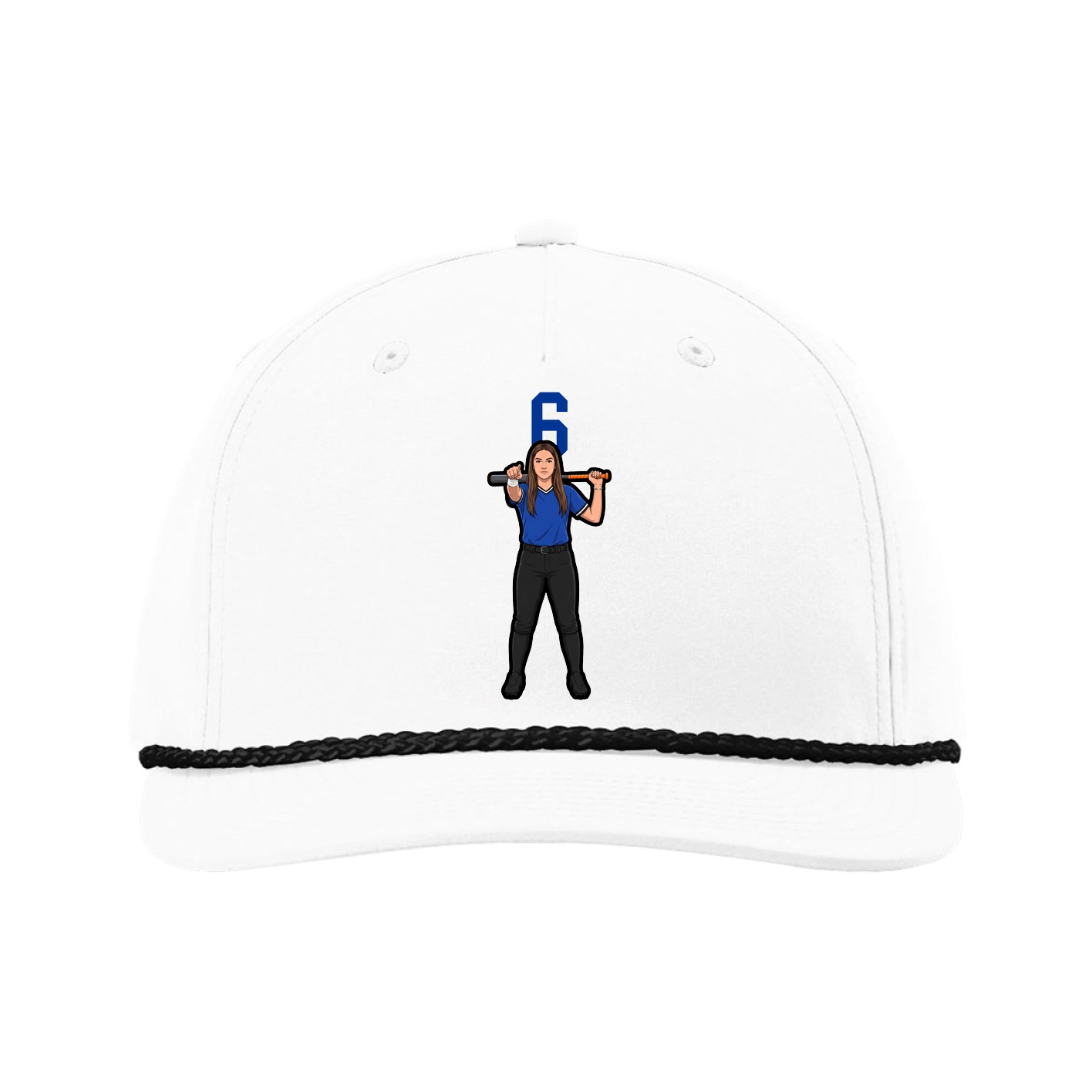 Five-Panel Classic Rope Cap — Number Top in White