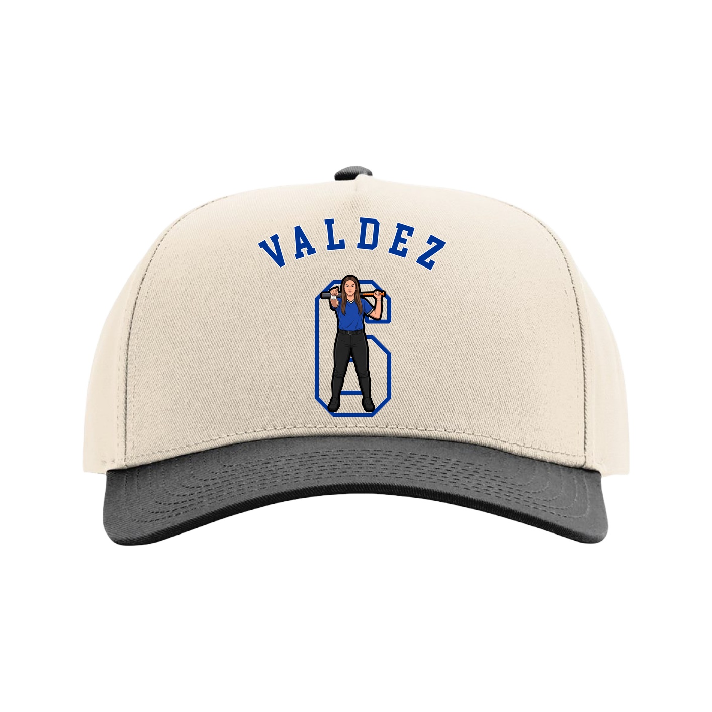 Full Fabric Five-Panel Champ Cap — Shirsey Arch in Cream/Black