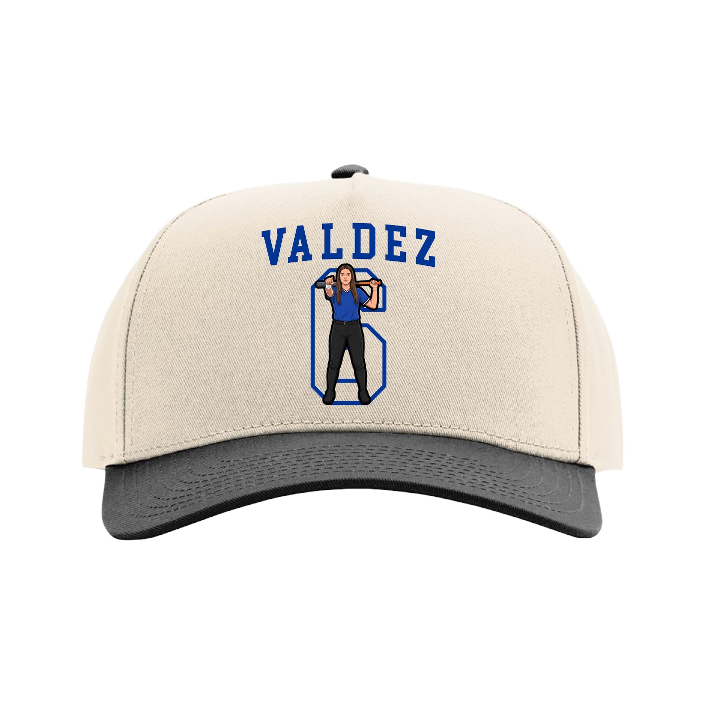 Full Fabric Five-Panel Champ Cap — Shirsey in Cream/Black
