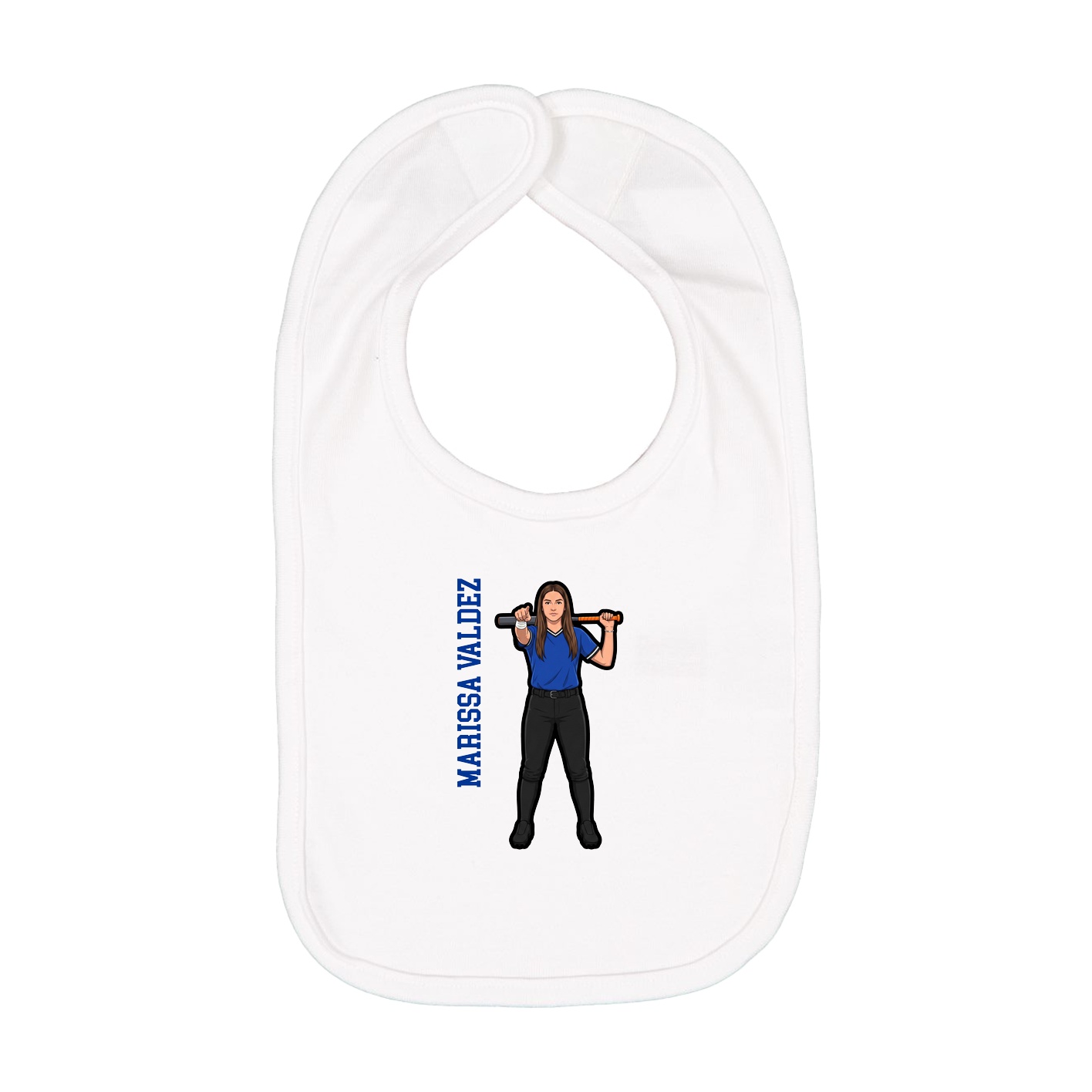 Infant Bib — Name Vertical in White