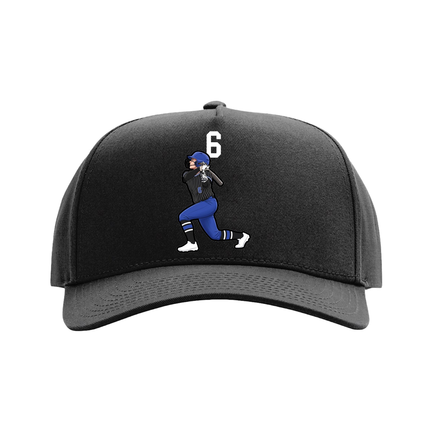 Full Fabric Five-Panel Champ Cap — Number Top in Black
