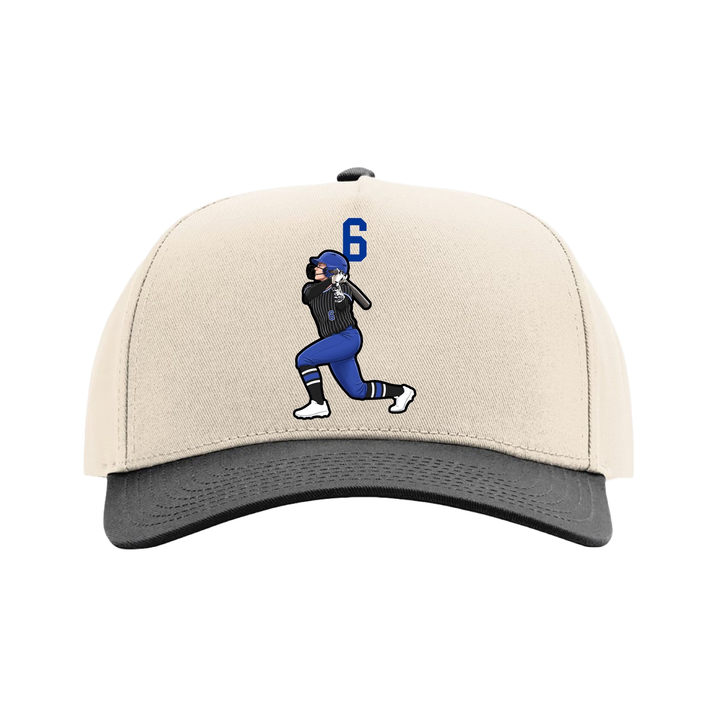 Full Fabric Five-Panel Champ Cap — Number Top in Cream/Black