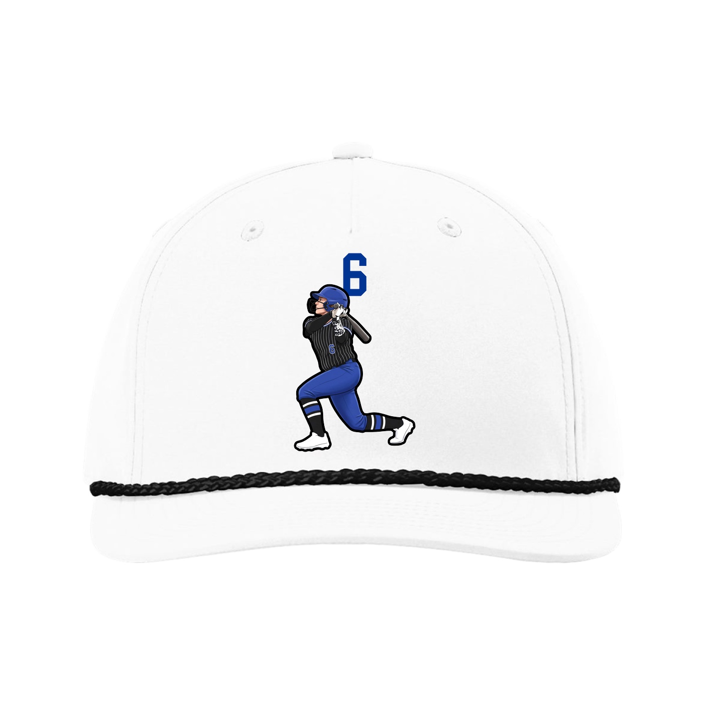 Five-Panel Classic Rope Cap — Number Top in White