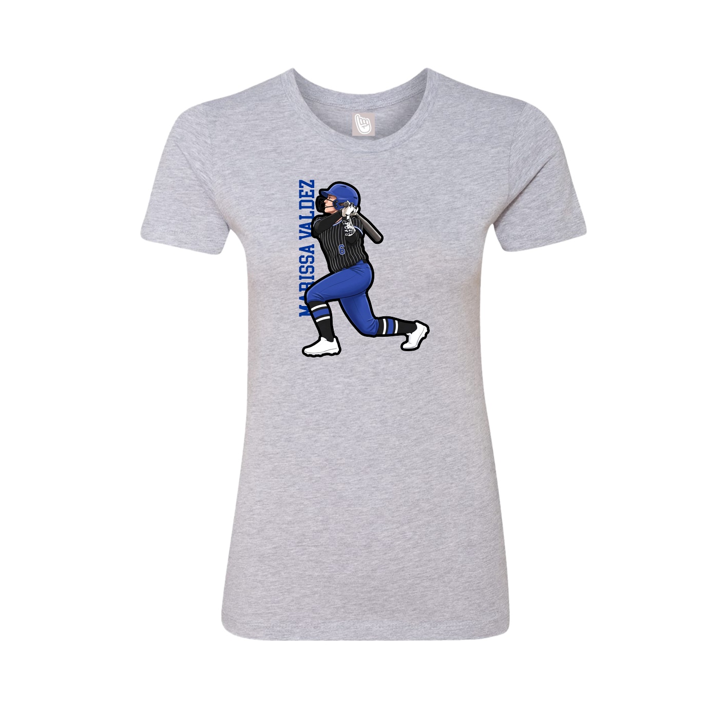 Womens Tee — Name Vertical in Grey