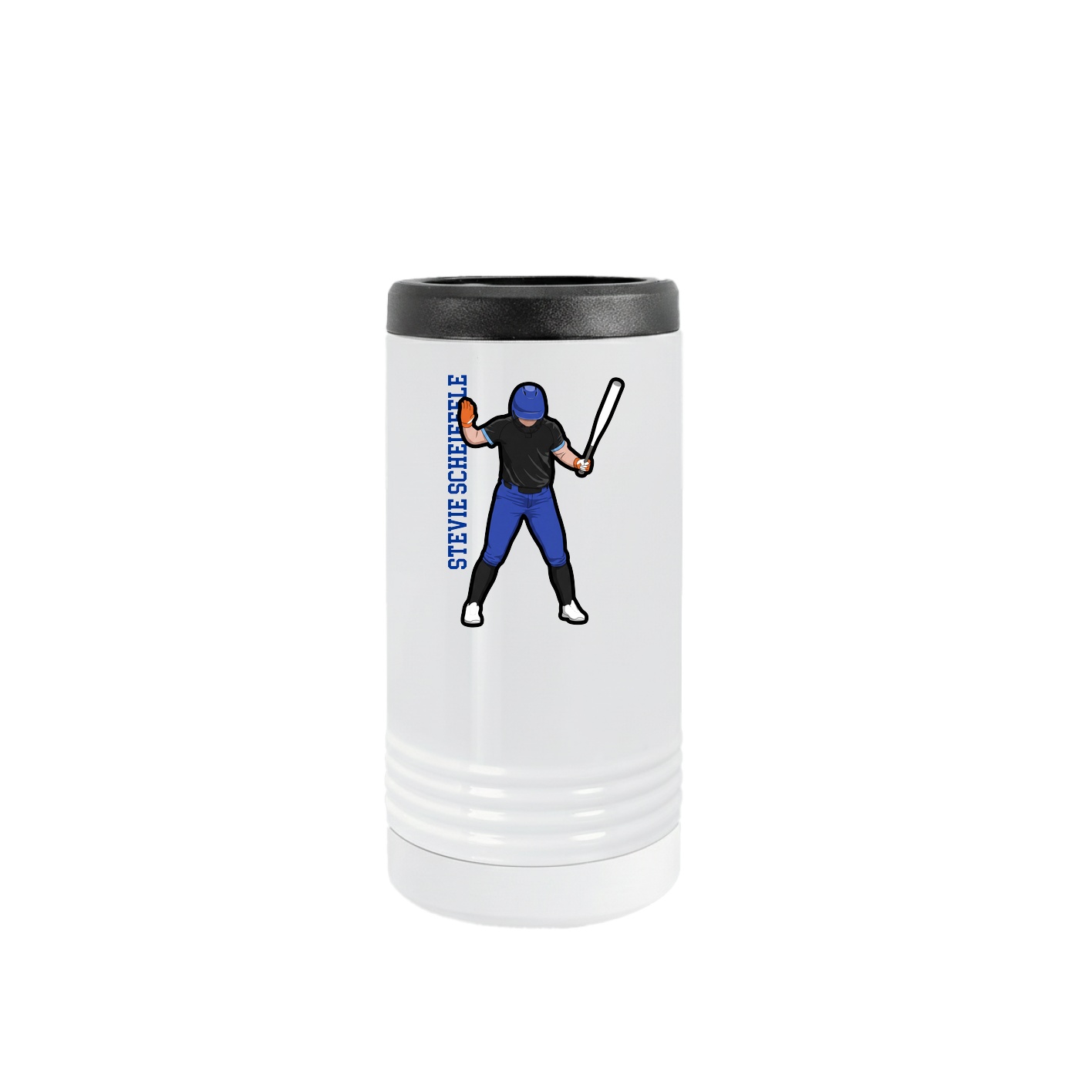 Slim Beverage Holder — Name Vertical in White