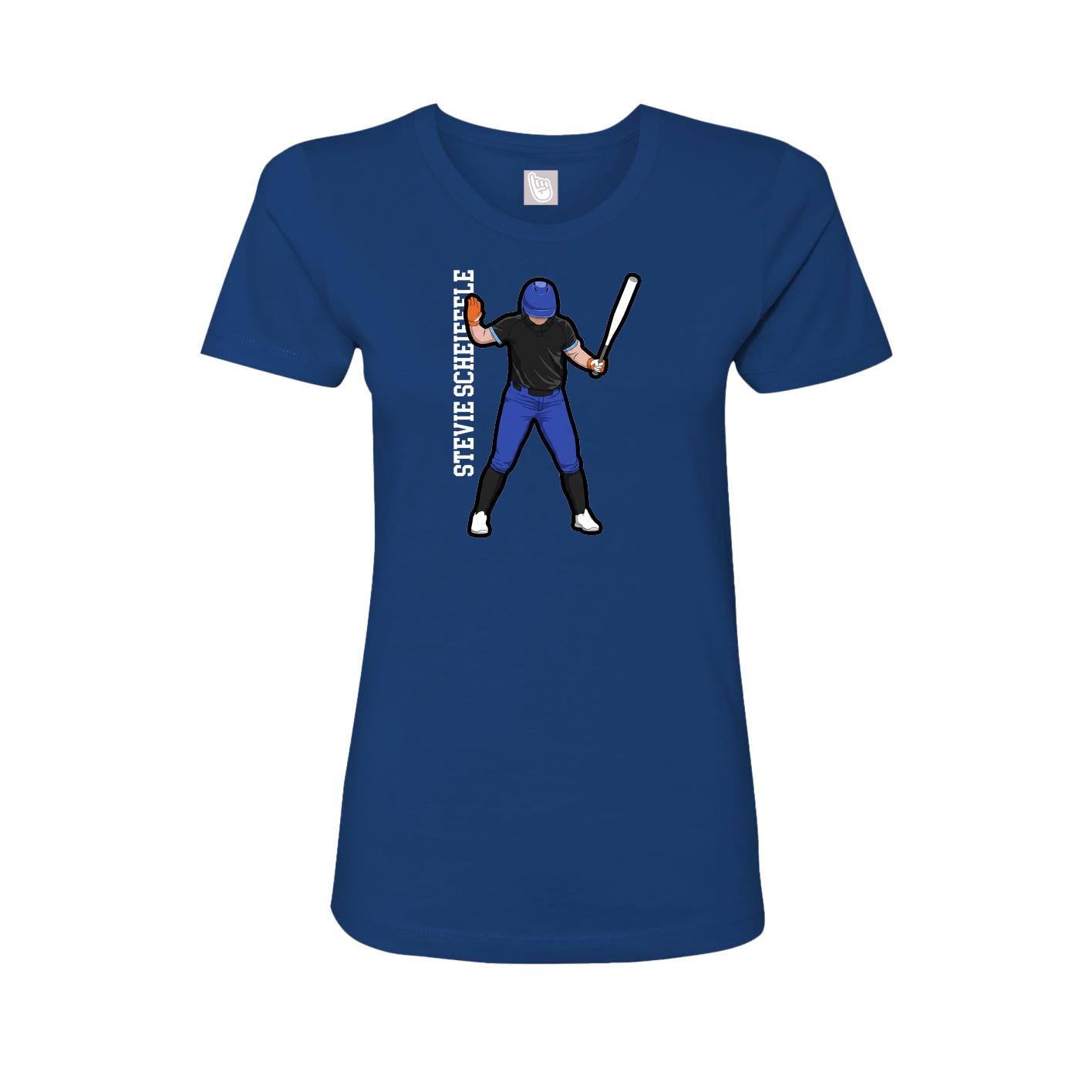 Fitted Women's Tee — Name Vertical in Royal