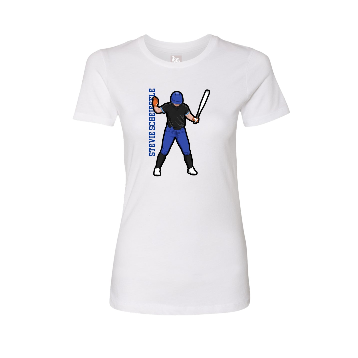 Fitted Women's Tee — Name Vertical in White