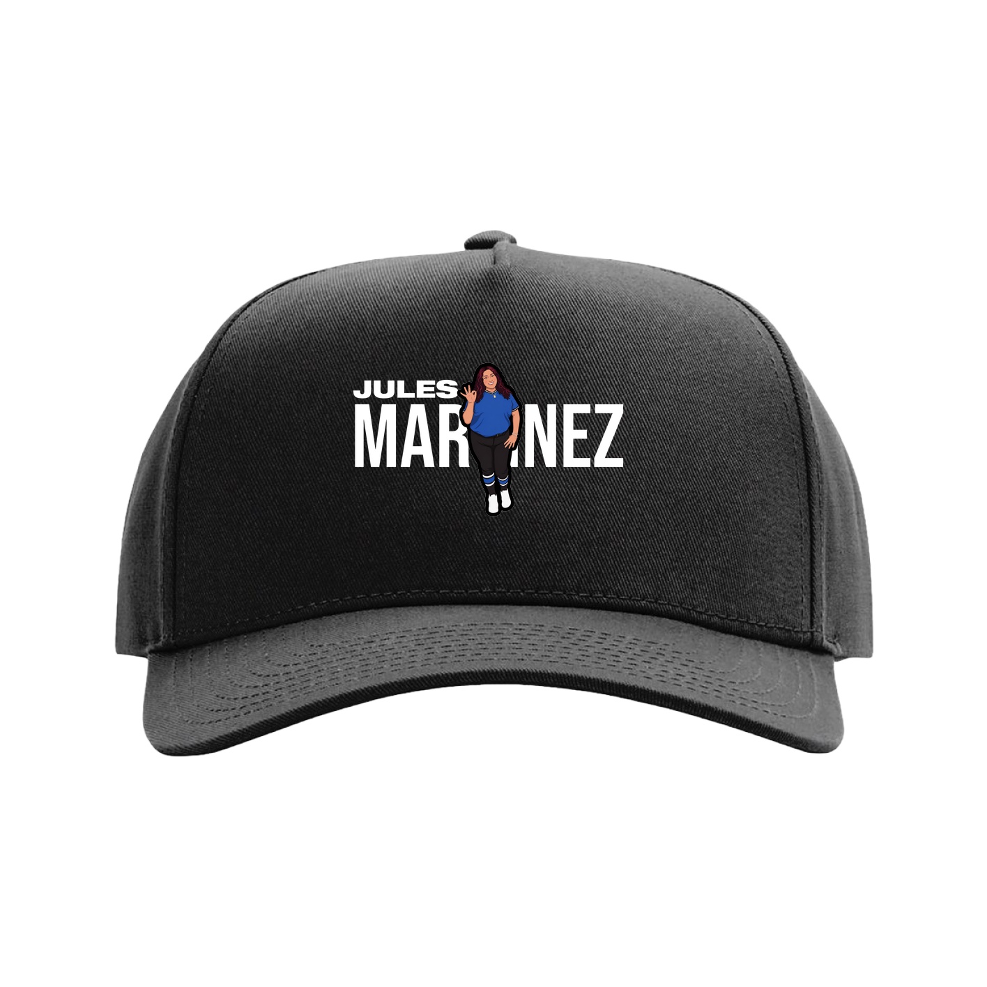 Full Fabric Five-Panel Champ Cap — Player Name in Black