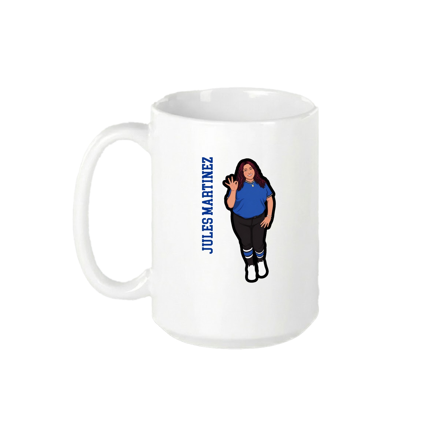 15oz Coffee Mug — Name Vertical in White