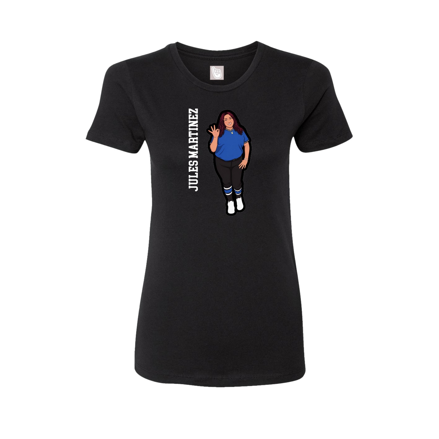 Fitted Women's Tee — Name Vertical in Black