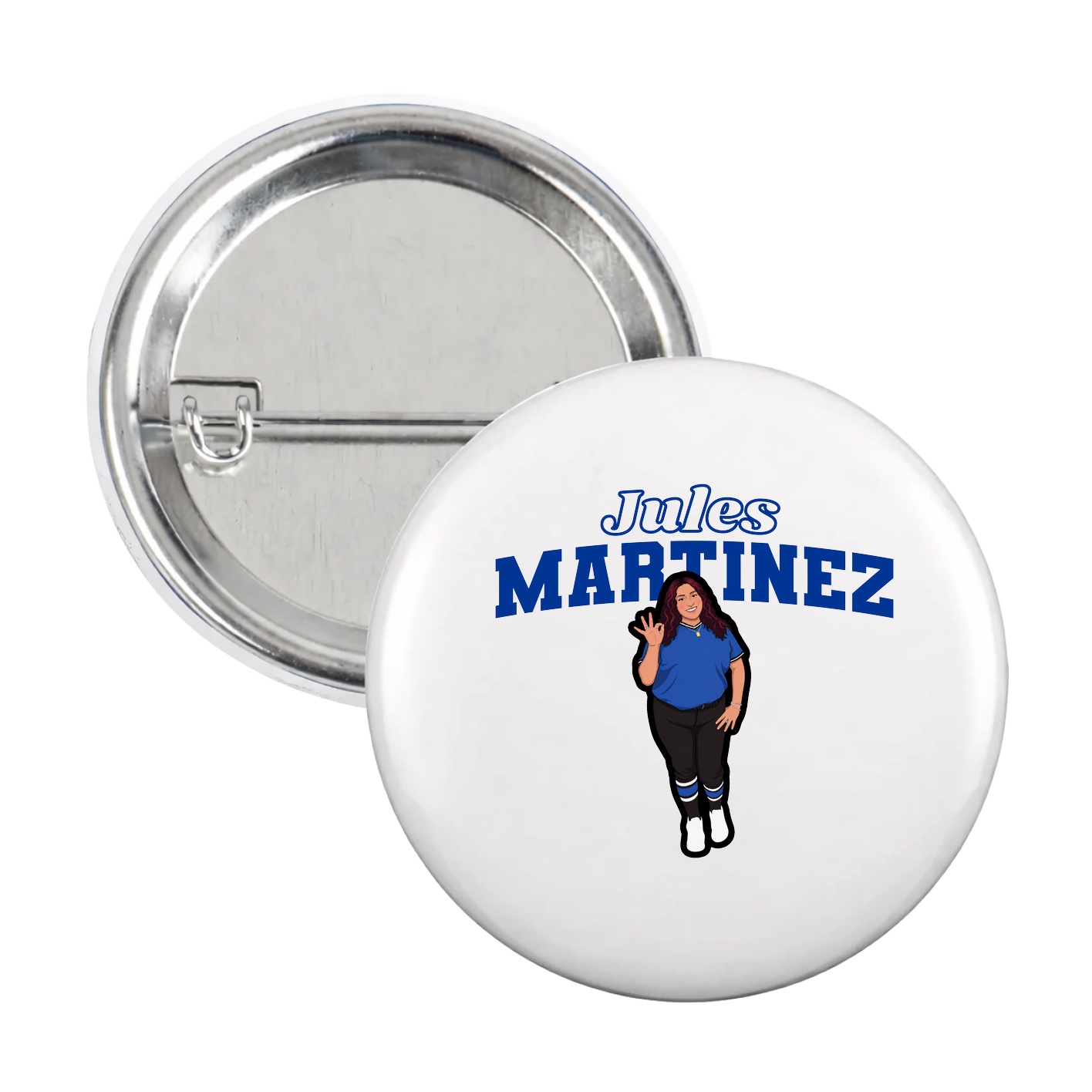Game Day Button — Name Arch in White