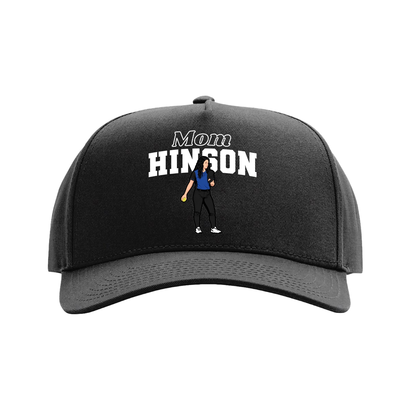 Full Fabric Five-Panel Champ Cap — Mothers Day Block in Black