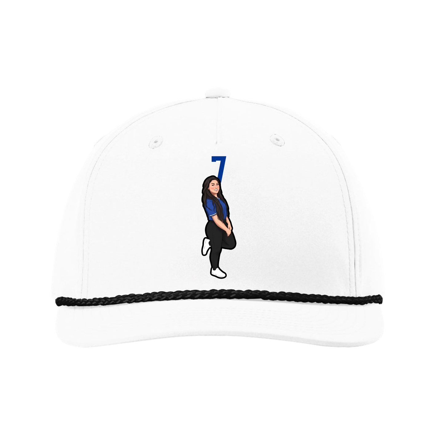 Five-Panel Classic Rope Cap — Number Top in White