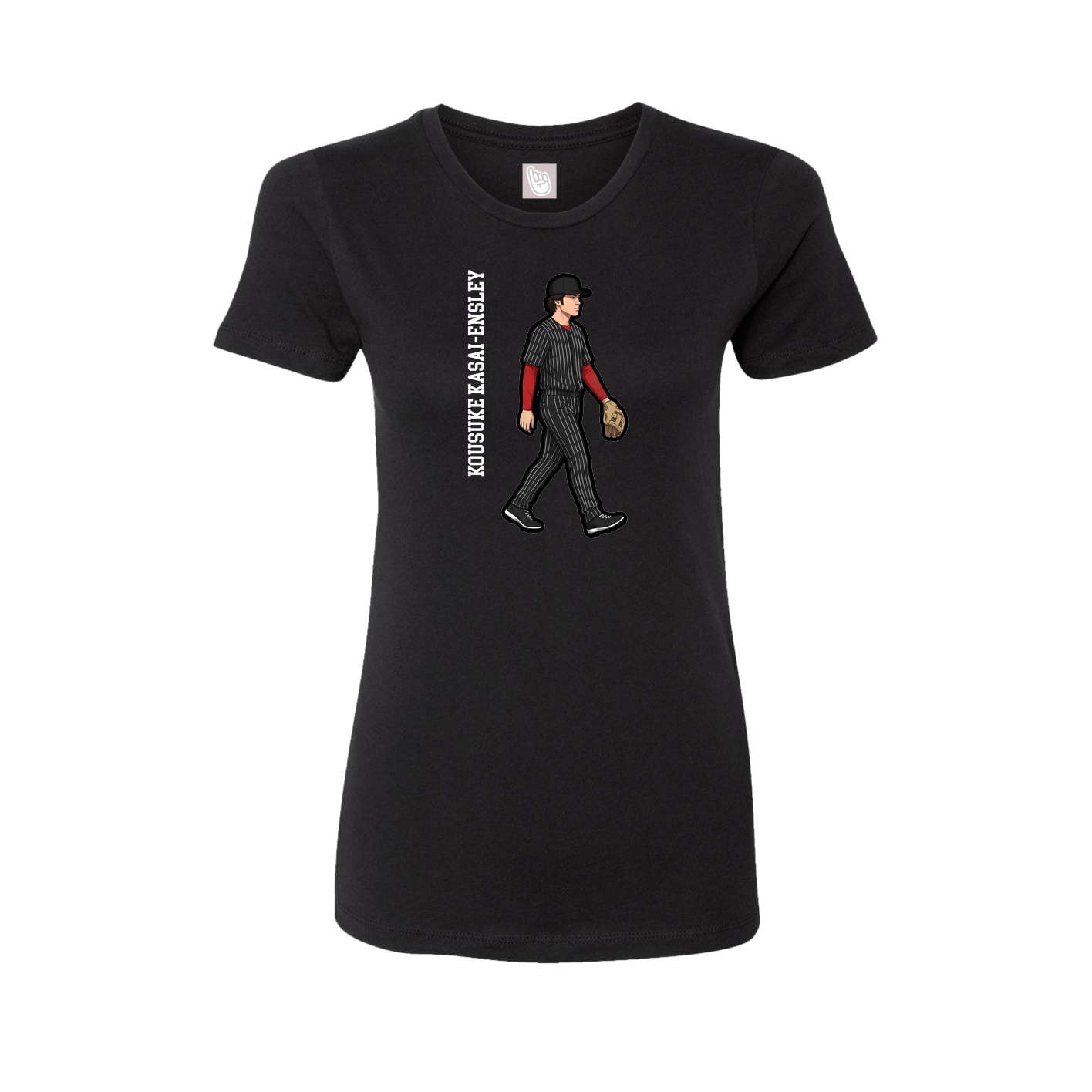 Womens Tee — Name Vertical in Black