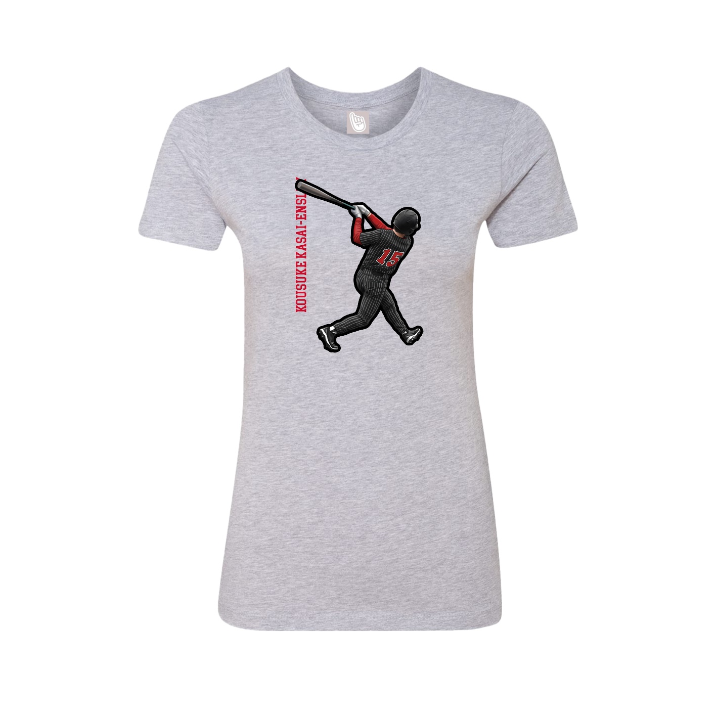 Fitted Women's Tee — Name Vertical in Grey