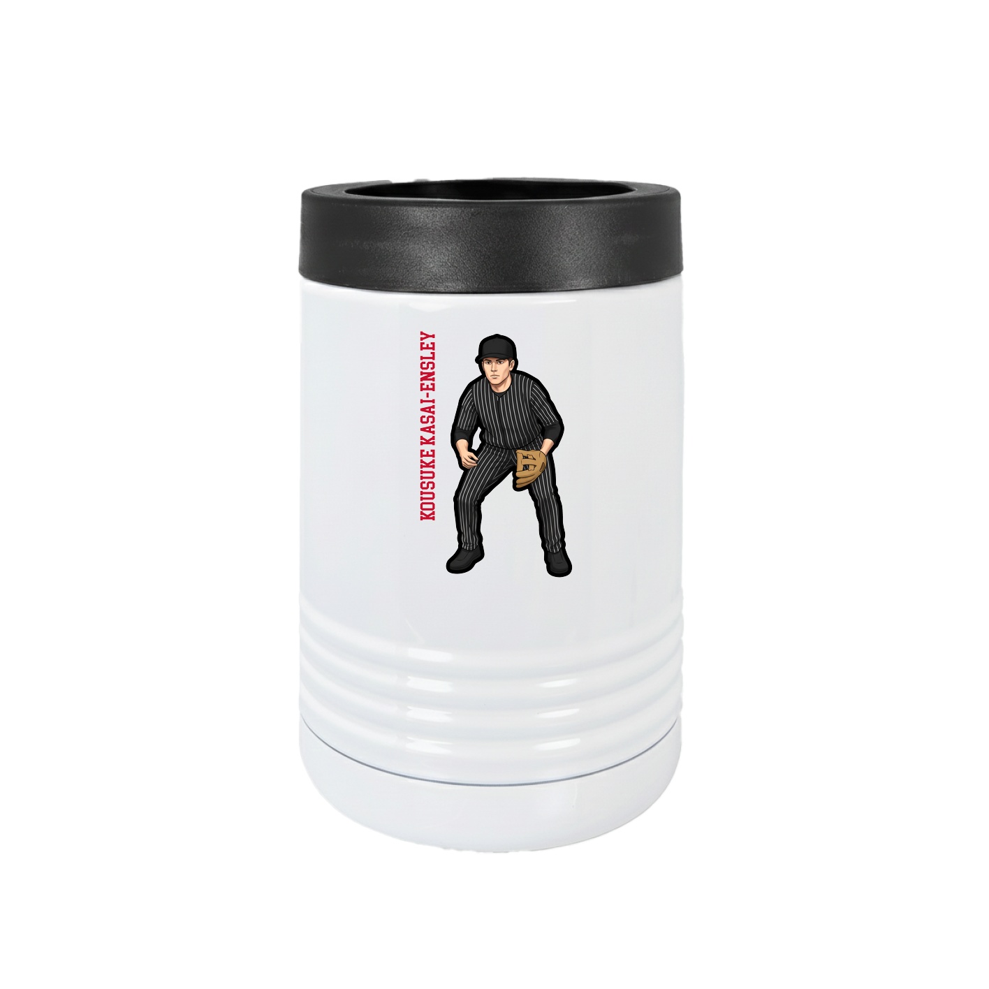 Beverage Holder — Name Vertical in White