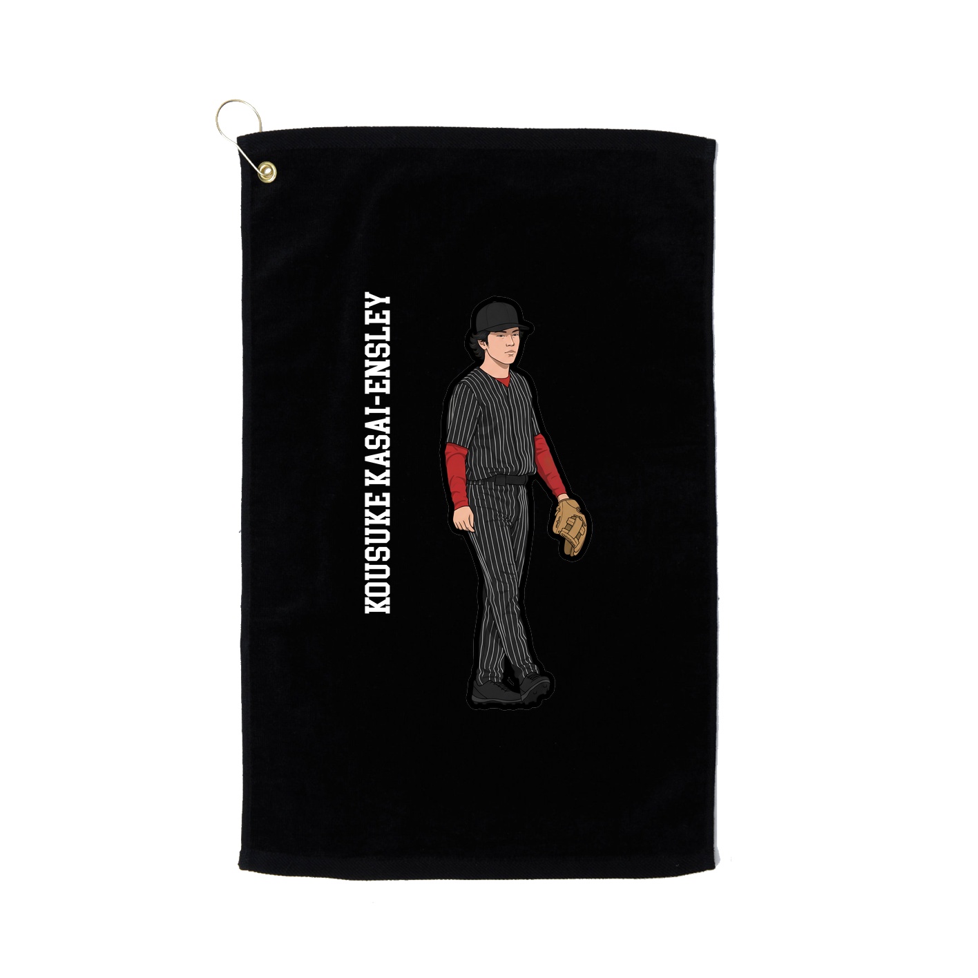 Golf Towel — Name Vertical in Black