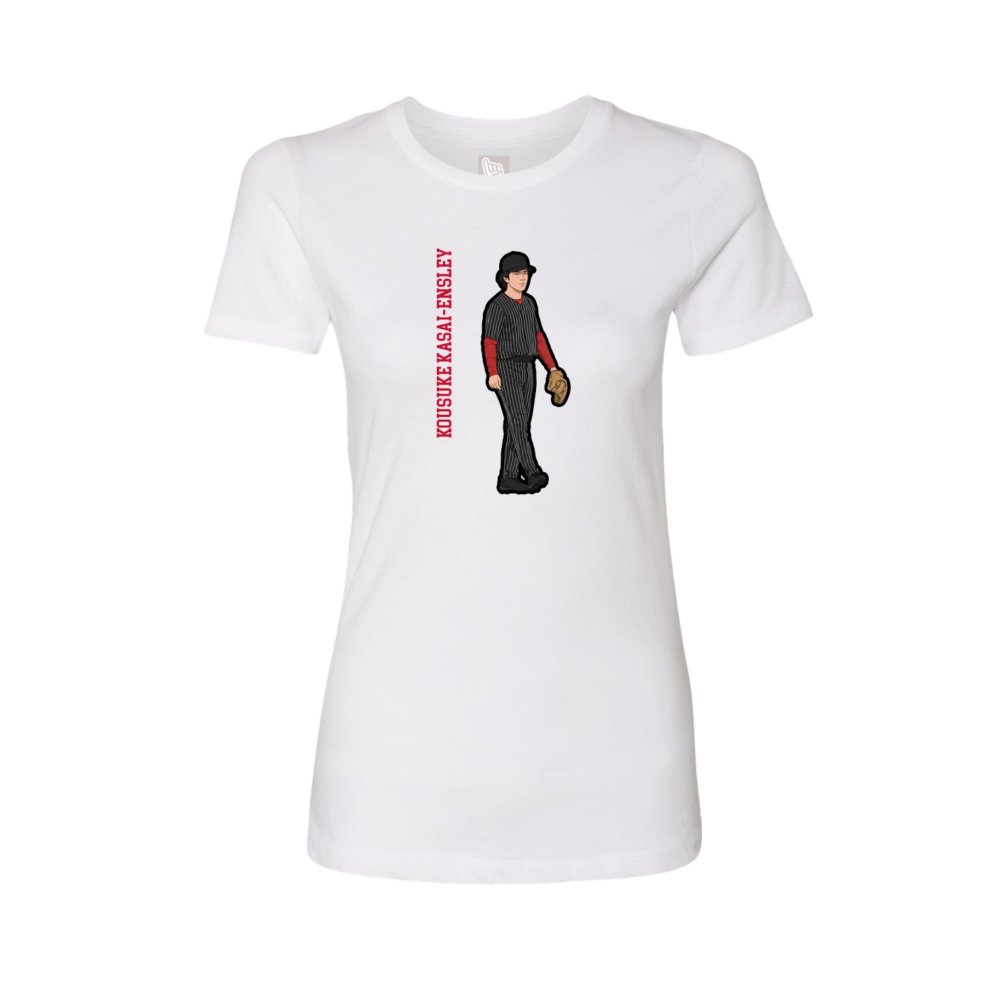 Womens Tee — Name Vertical in White