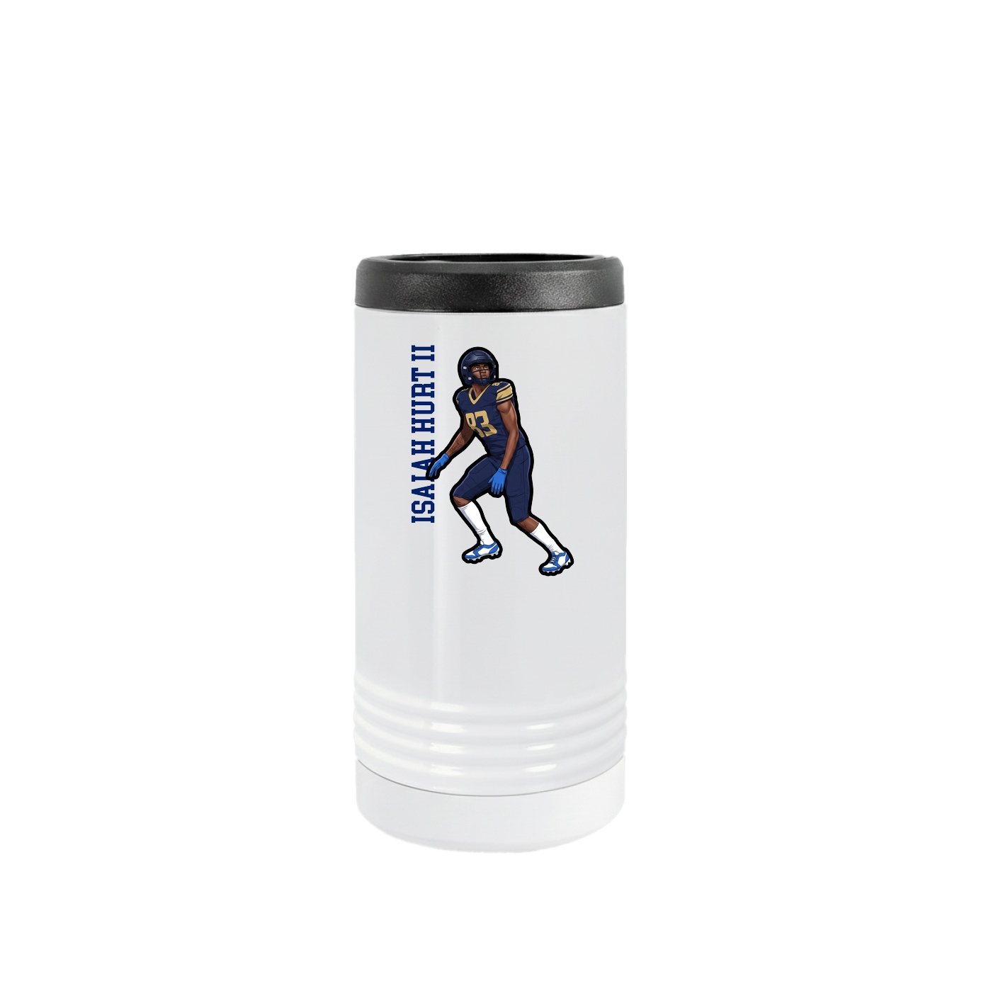 Slim Beverage Holder — Name Vertical in White