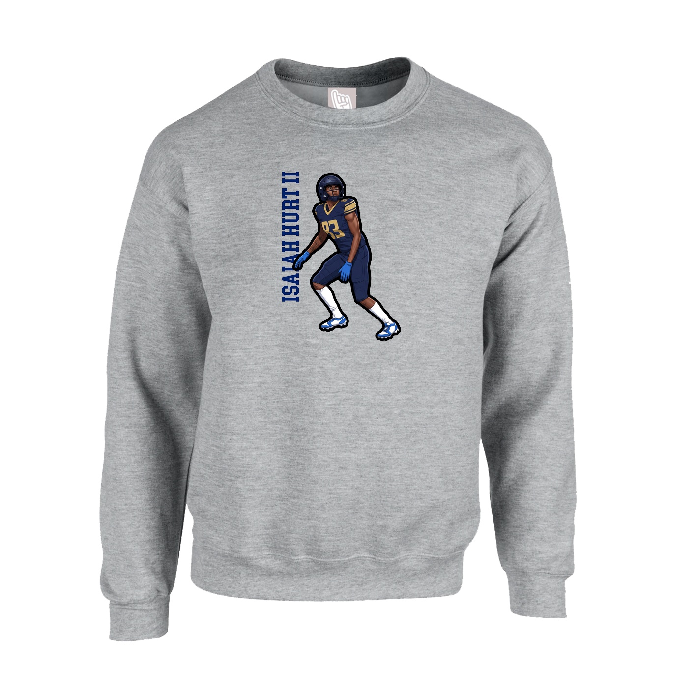 Fleece Crew — Name Vertical in Grey