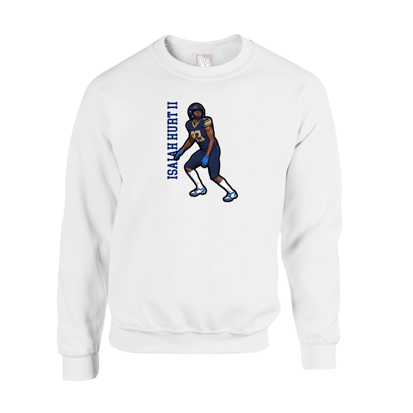 Fleece Crew — Name Vertical in White