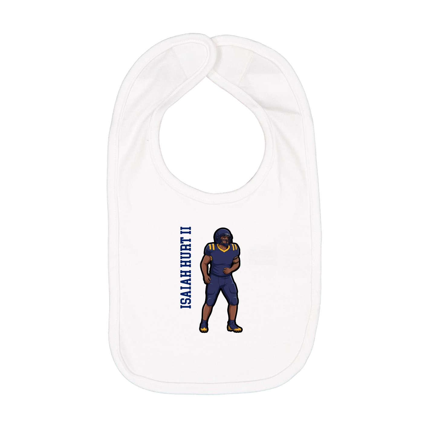 Infant Bib — Name Vertical in White