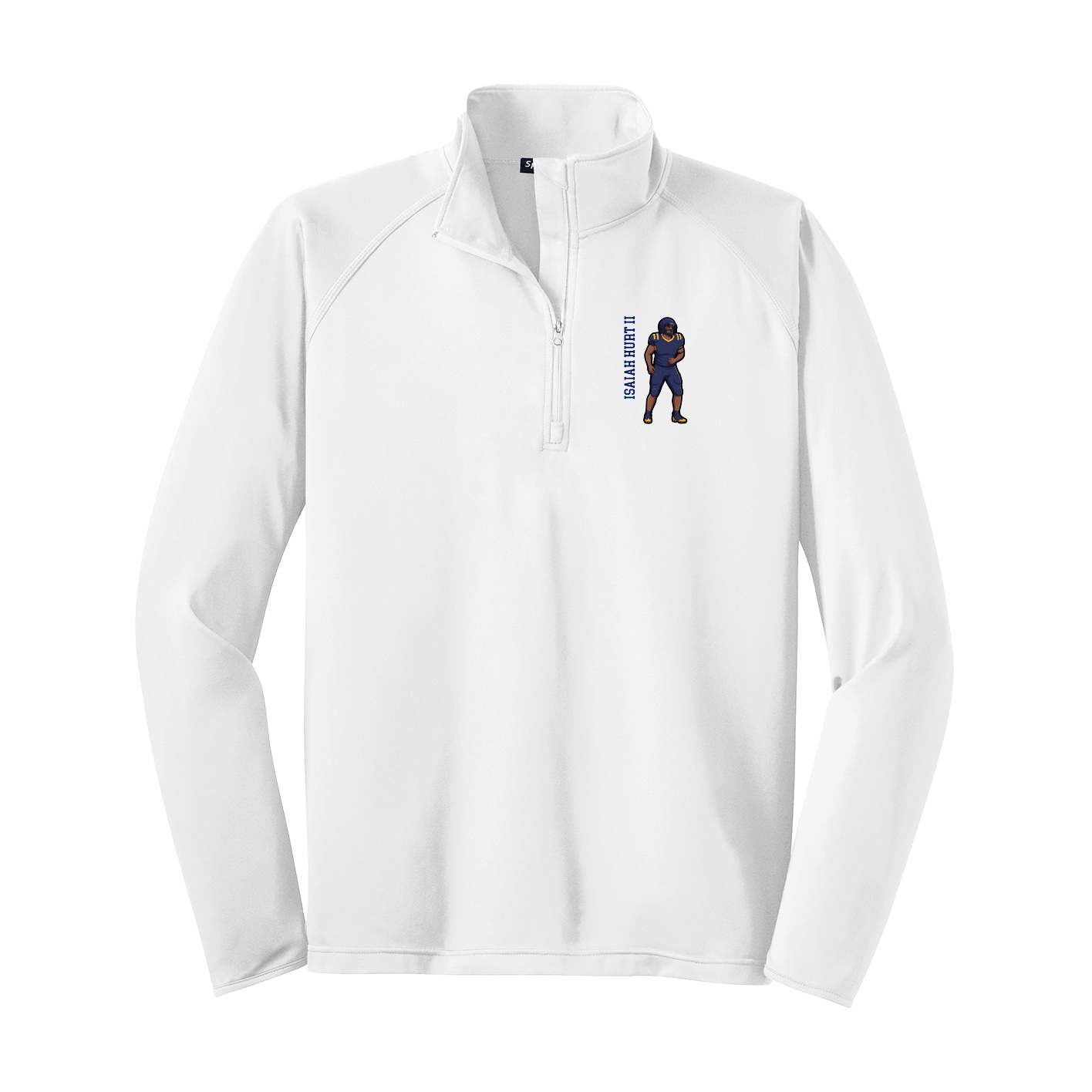 Q-Zip Pullover — Name Vertical in White