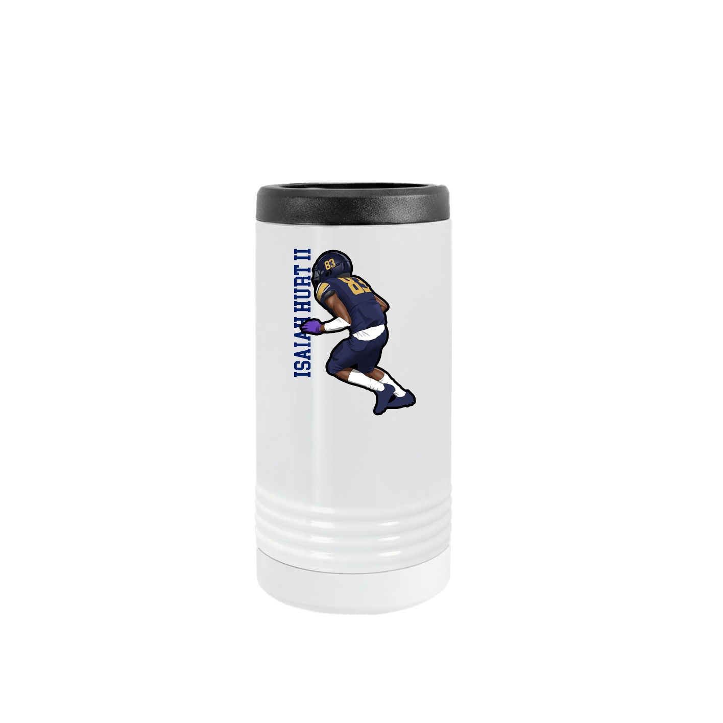 Slim Beverage Holder — Name Vertical in White