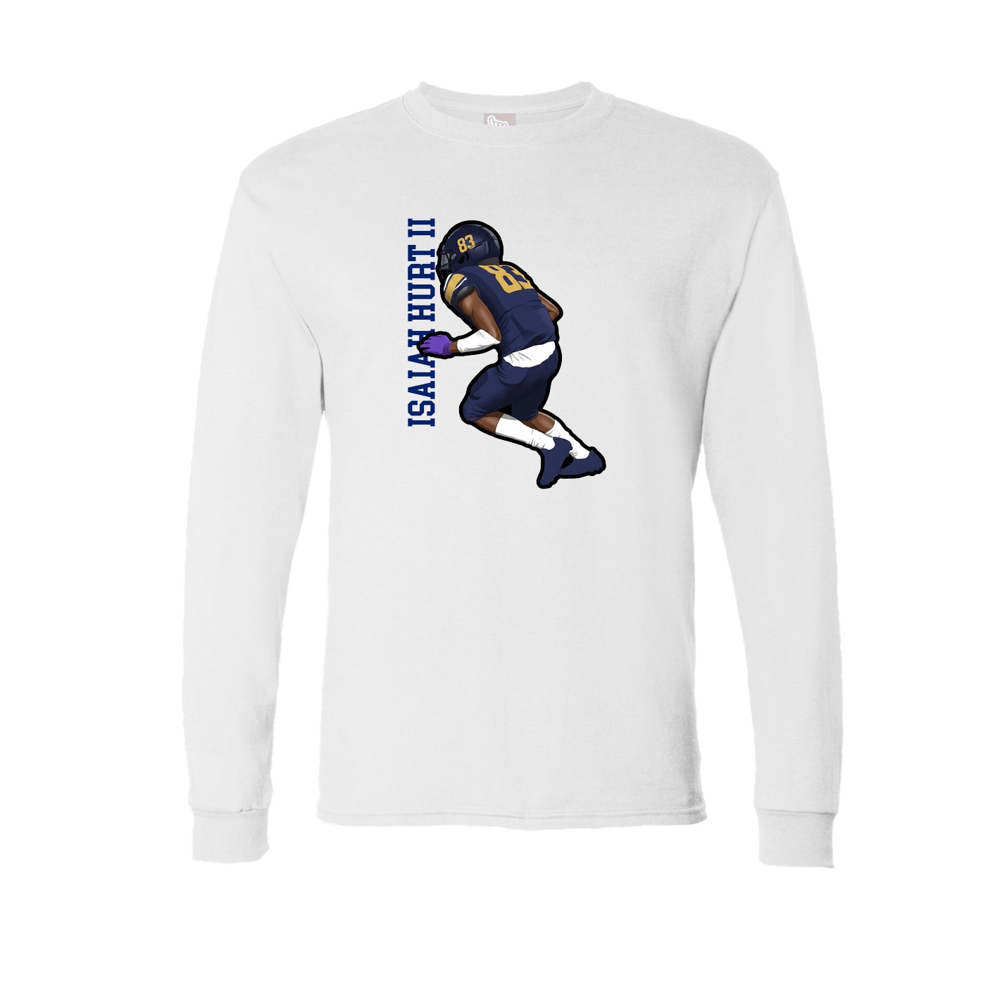 Long Sleeve Tee — Name Vertical in White