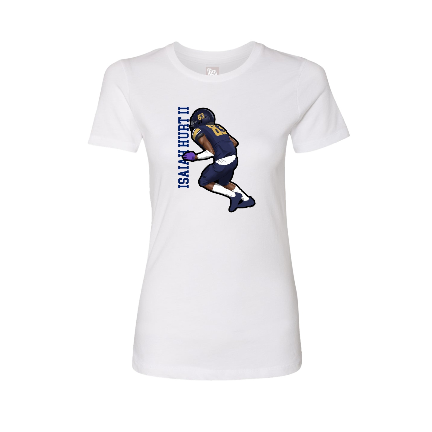 Womens Tee — Name Vertical in White