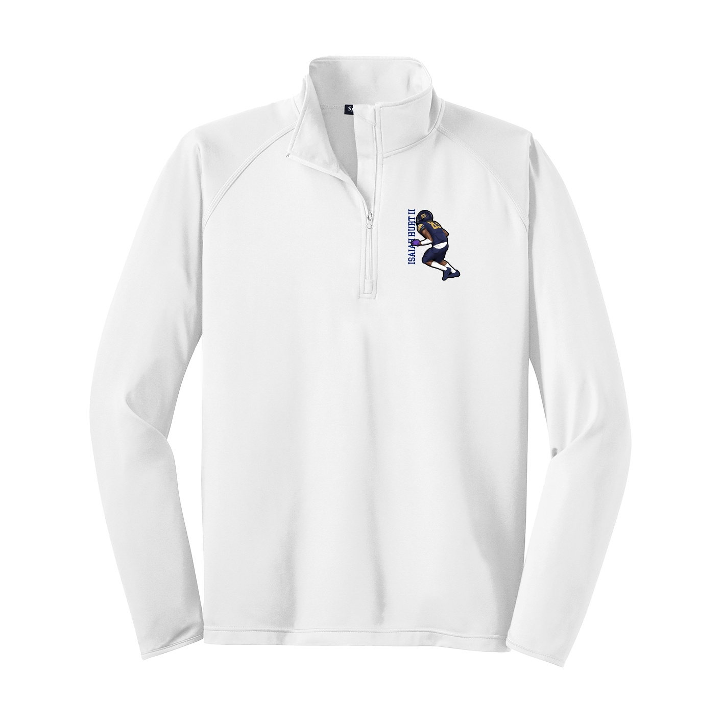 Q-Zip Pullover — Name Vertical in White