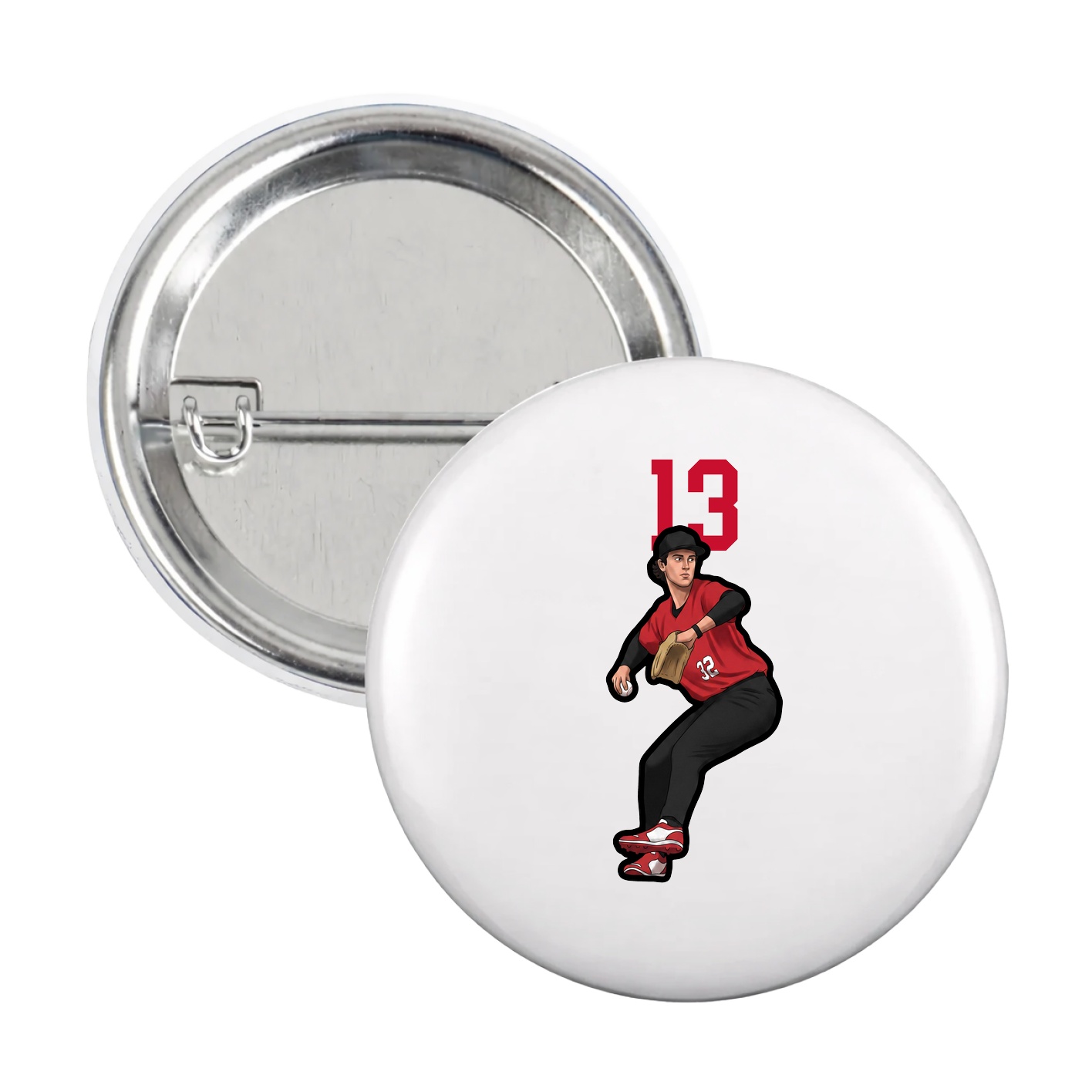 Game Day Button — Number Top in White