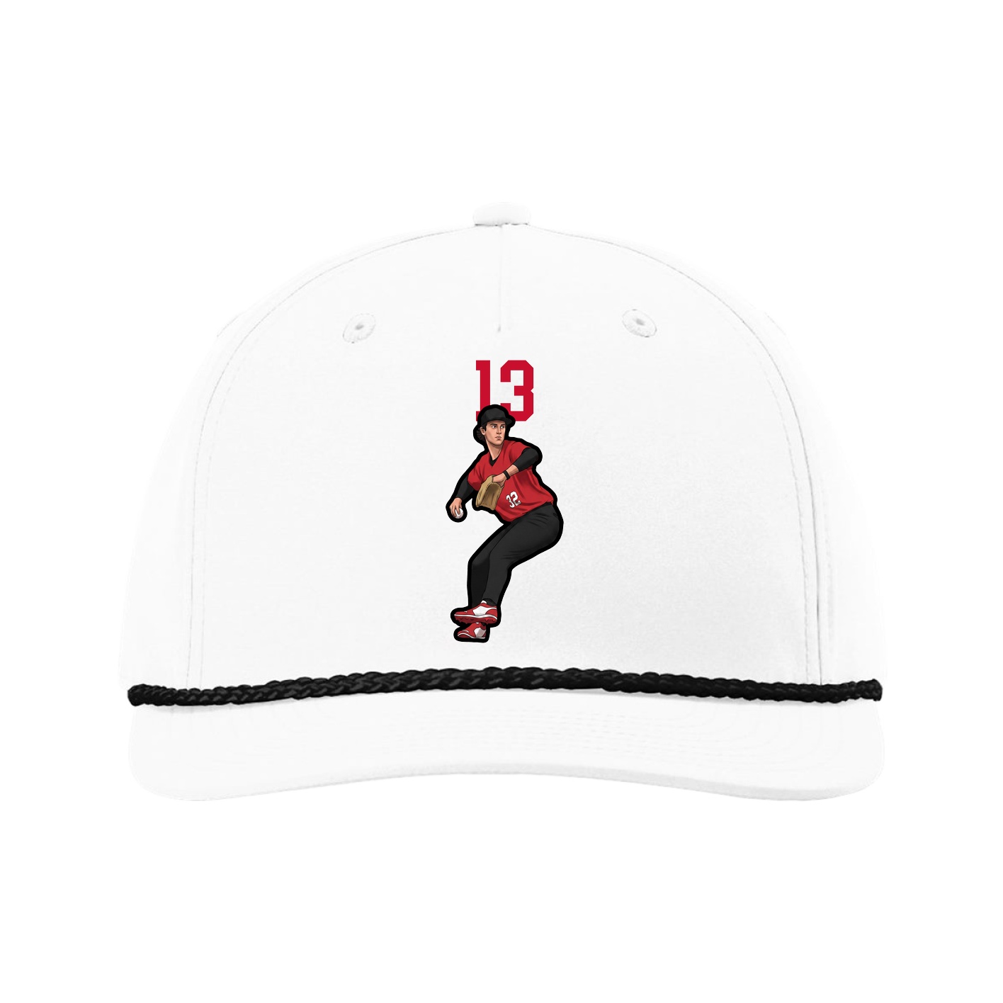 Five-Panel Classic Rope Cap — Number Top in White