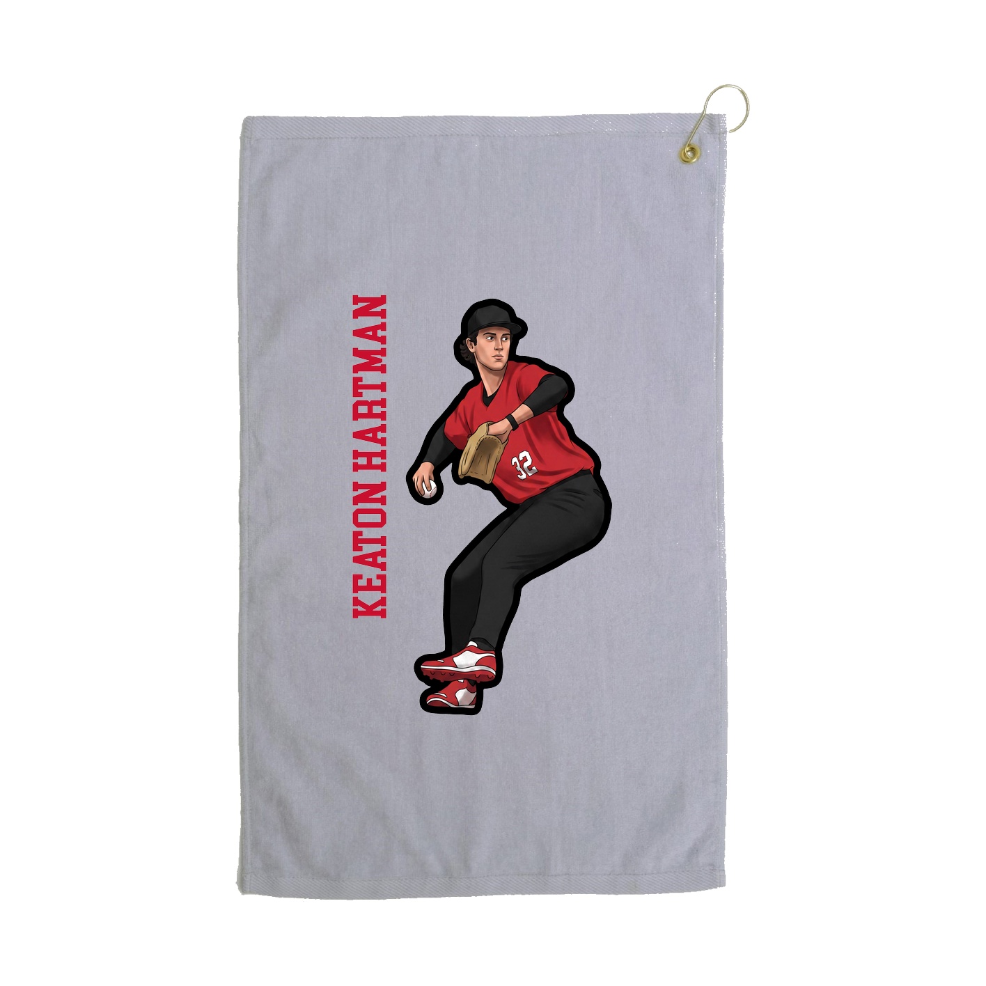 Golf Towel — Name Vertical in Grey