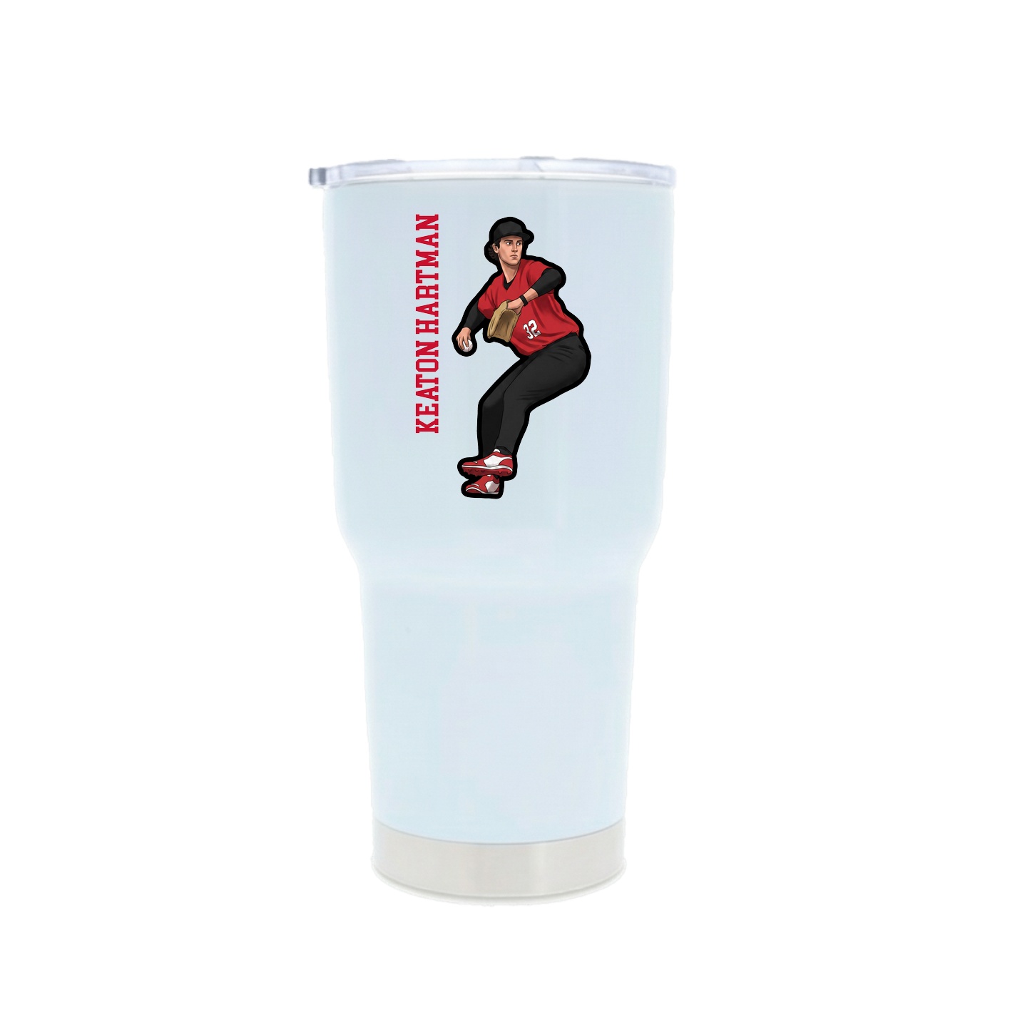 30oz Stainless Steel Tumbler — Name Vertical in White