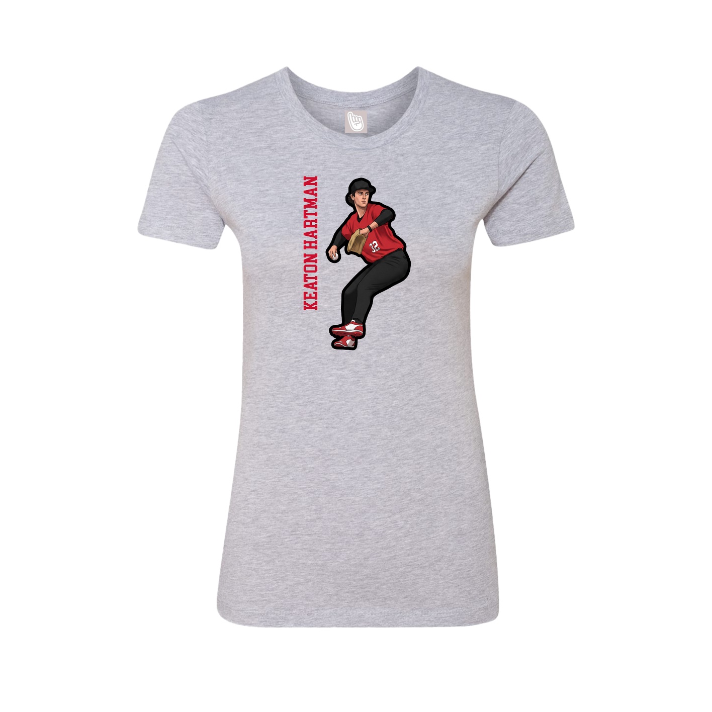 Fitted Women's Tee — Name Vertical in Grey