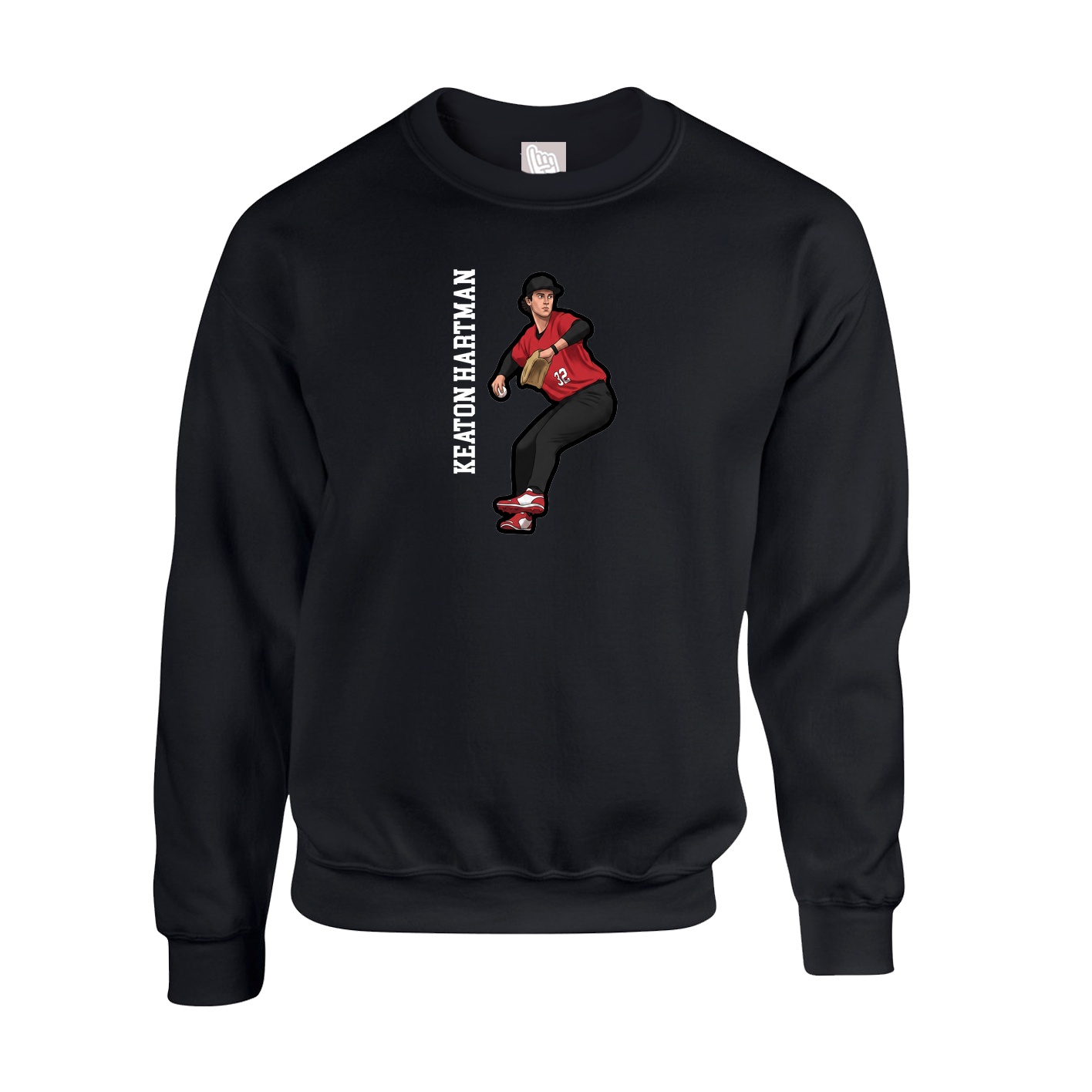 Fleece Crew — Name Vertical in Black