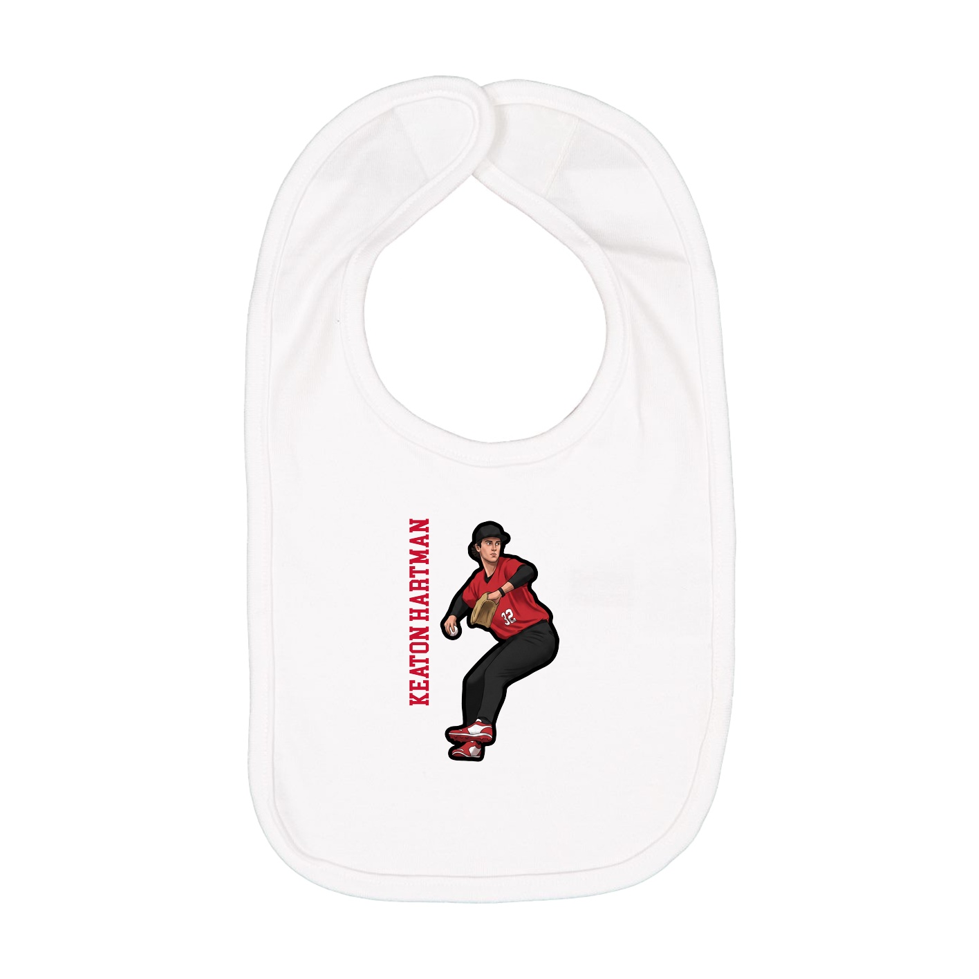 Infant Bib — Name Vertical in White